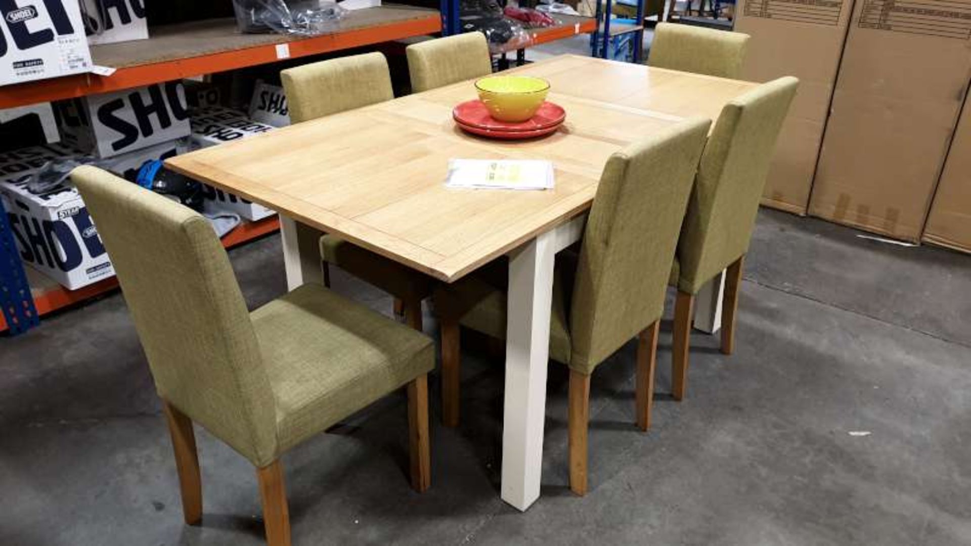 BRAND NEW BOXED HARROGATE TWO TONE EXTENDING DINING TABLE WITH 6 CHAIRS 900 X 1700 X 765MM