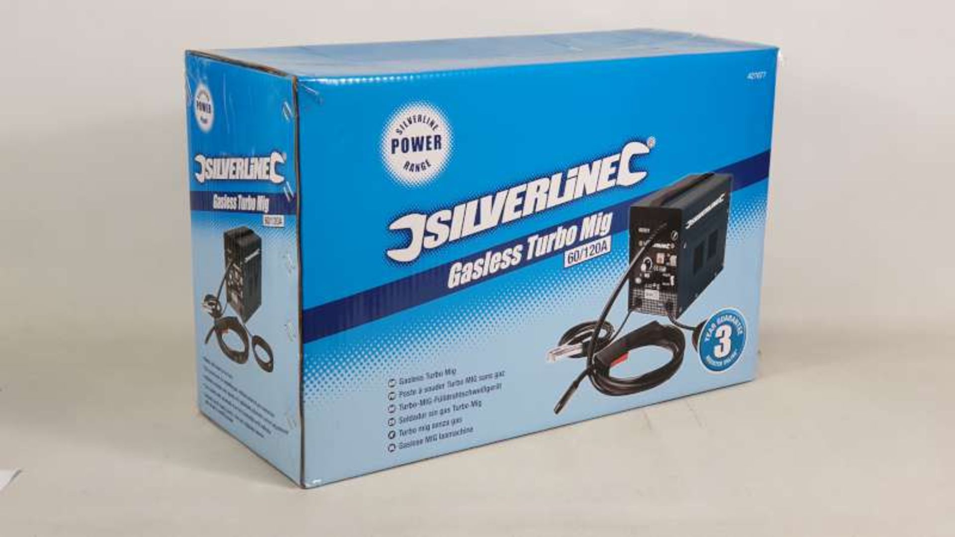 BRAND NEW BOXED SILVERLINE GASLESS TURBO MIG WELDER 60/120A WITH 3 YEAR MANUFACTURERS GUARANTEE