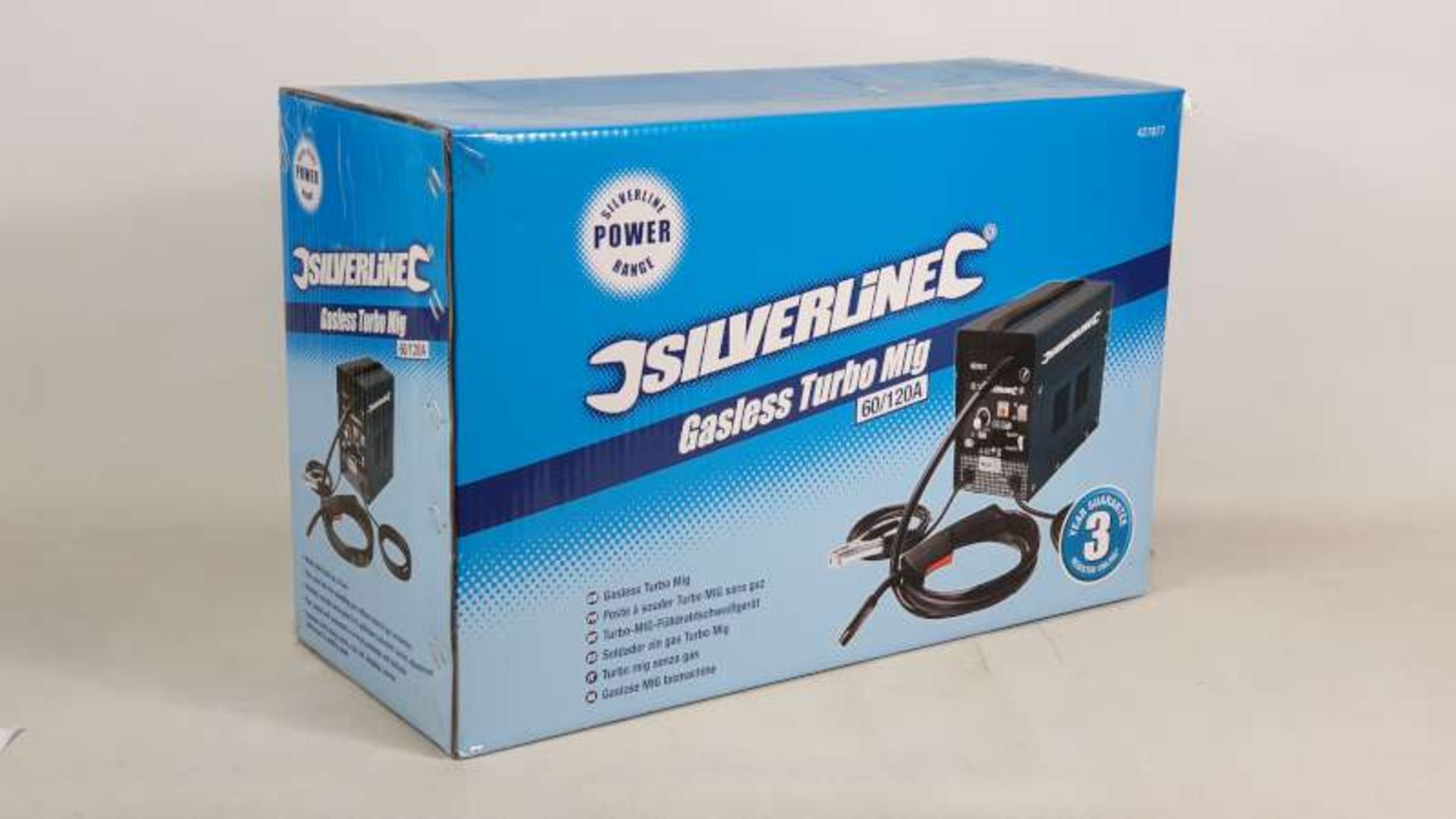 BRAND NEW BOXED SILVERLINE GASLESS TURBO MIG WELDER 60/120A WITH 3 YEAR MANUFACTURERS GUARANTEE