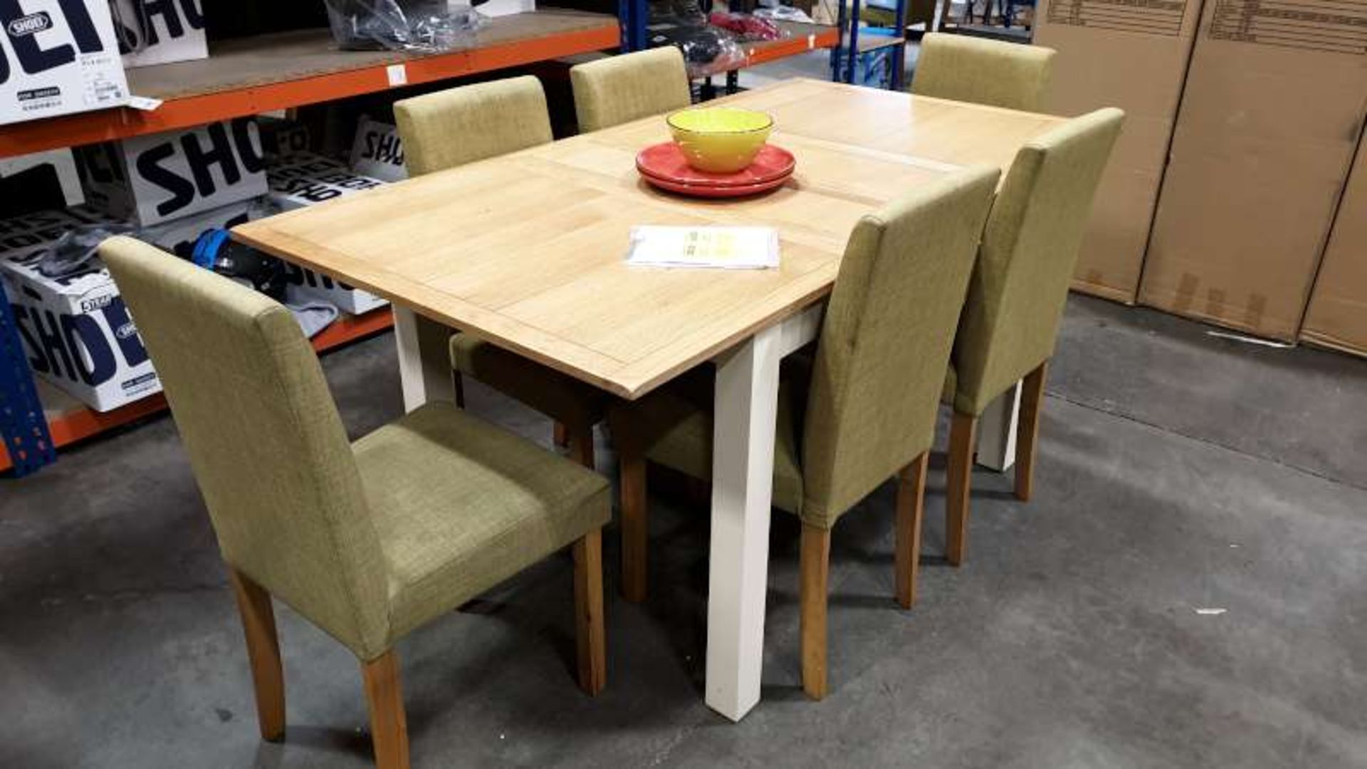 BRAND NEW BOXED HARROGATE TWO TONE EXTENDING DINING TABLE WITH 6 CHAIRS 900 X 1700 X 765MM