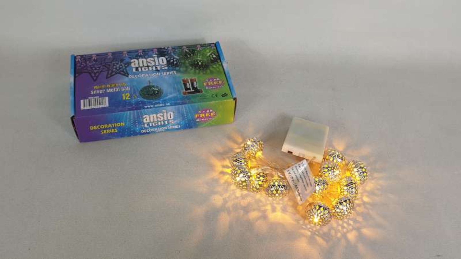 50 X WARM WHITE LED SILVER METAL BALL LIGHTS IN 2 BOXES