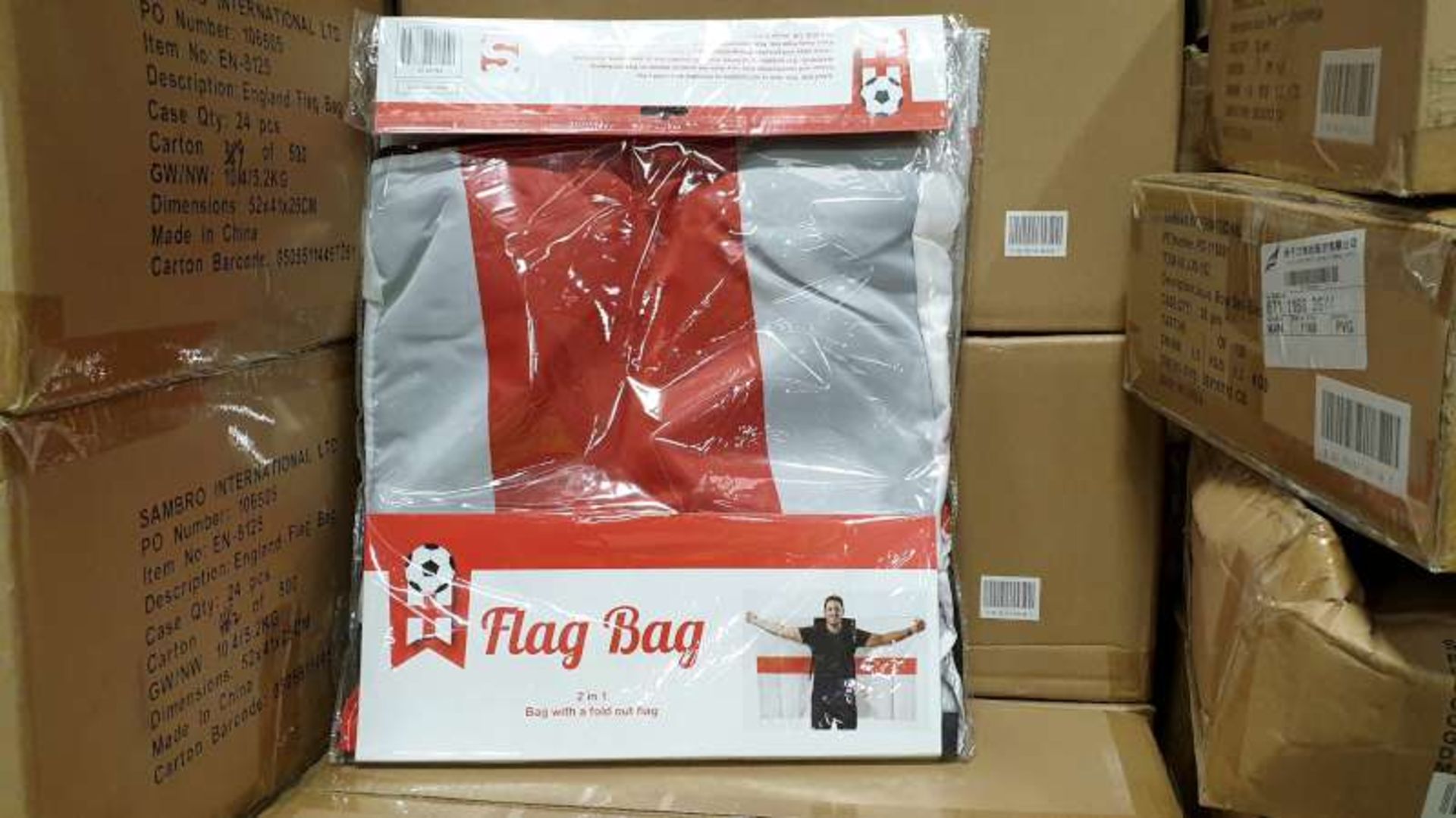 120 X ENGLAND FLAGBAGS IN 5 BOXES