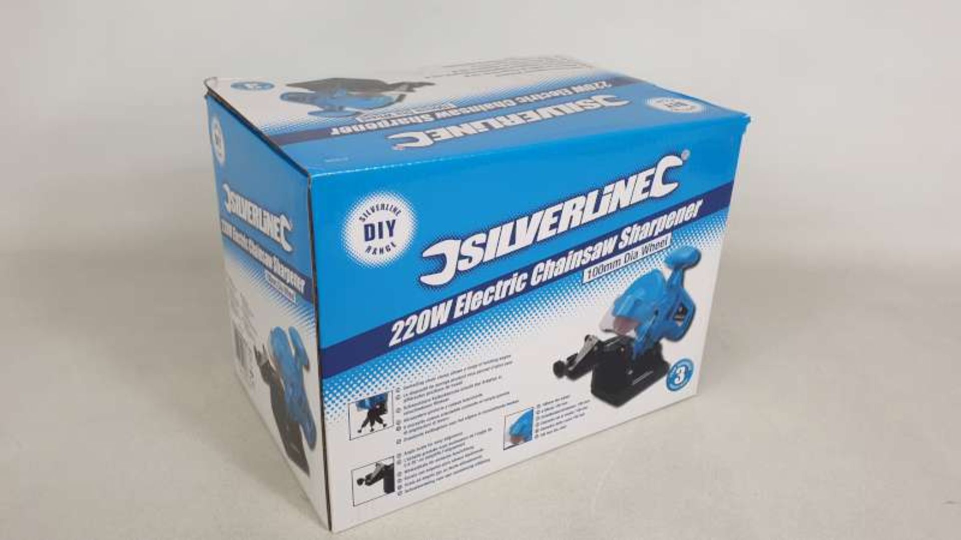 6 X BRAND NEW BOXED SILVERLINE 220W ELECTRIC CHAINSAW SHARPENERS WITH 100MM DIAL WHEEL AND 3 YEARS
