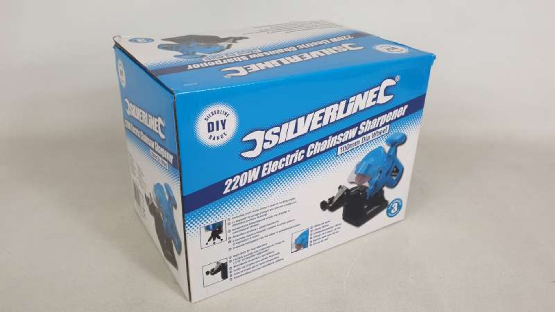 6 X BRAND NEW BOXED SILVERLINE 220W ELECTRIC CHAINSAW SHARPENERS WITH 100MM DIAL WHEEL AND 3 YEARS