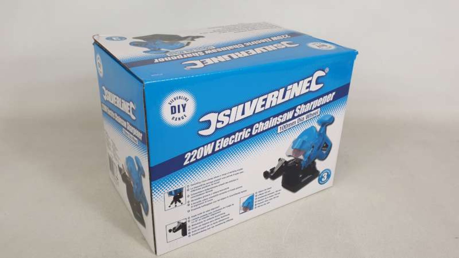 6 X BRAND NEW BOXED SILVERLINE 220W ELECTRIC CHAINSAW SHARPENERS WITH 100MM DIAL WHEEL AND 3 YEARS