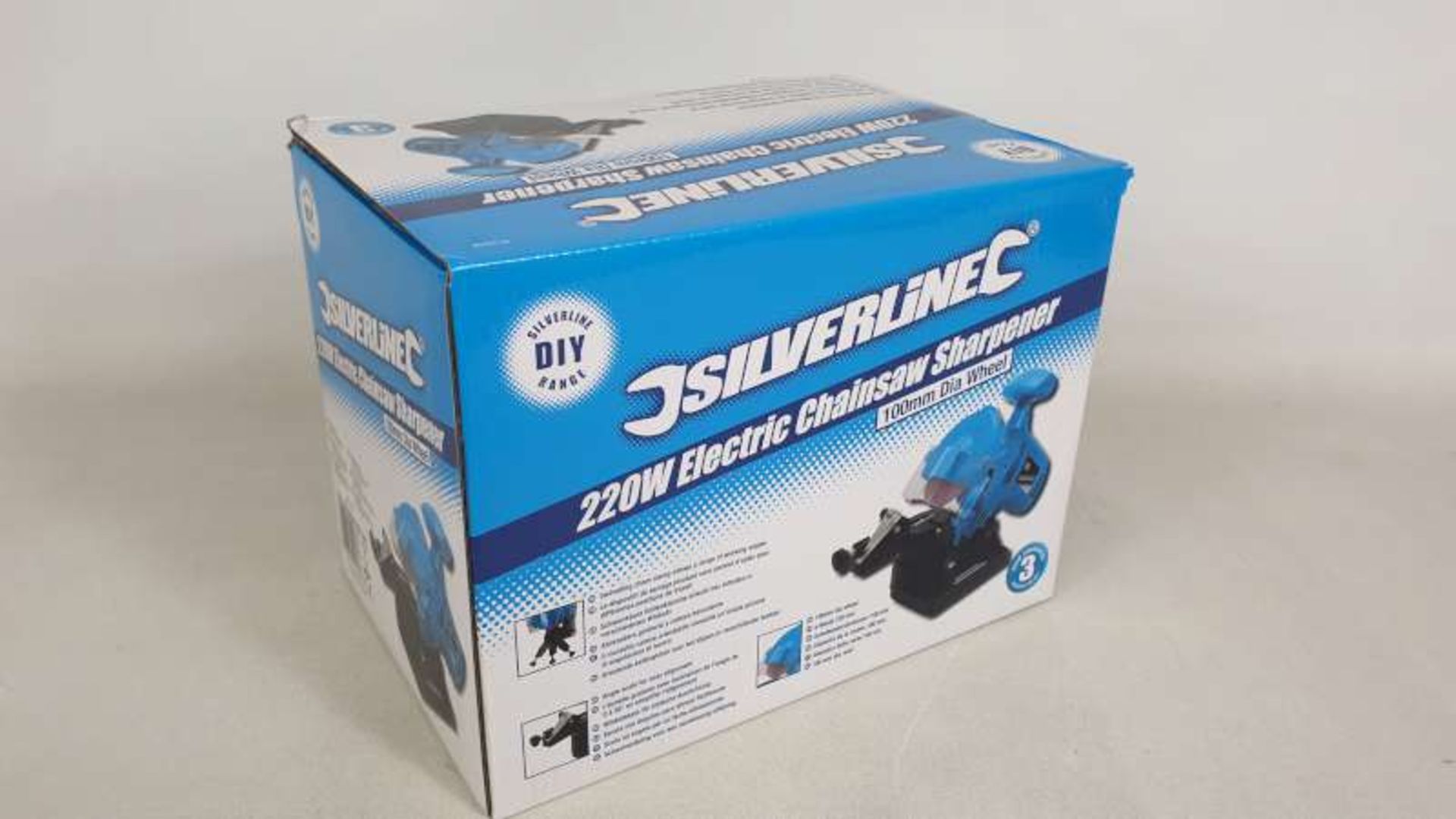 6 X BRAND NEW BOXED SILVERLINE 220W ELECTRIC CHAINSAW SHARPENERS WITH 100MM DIAL WHEEL AND 3 YEARS