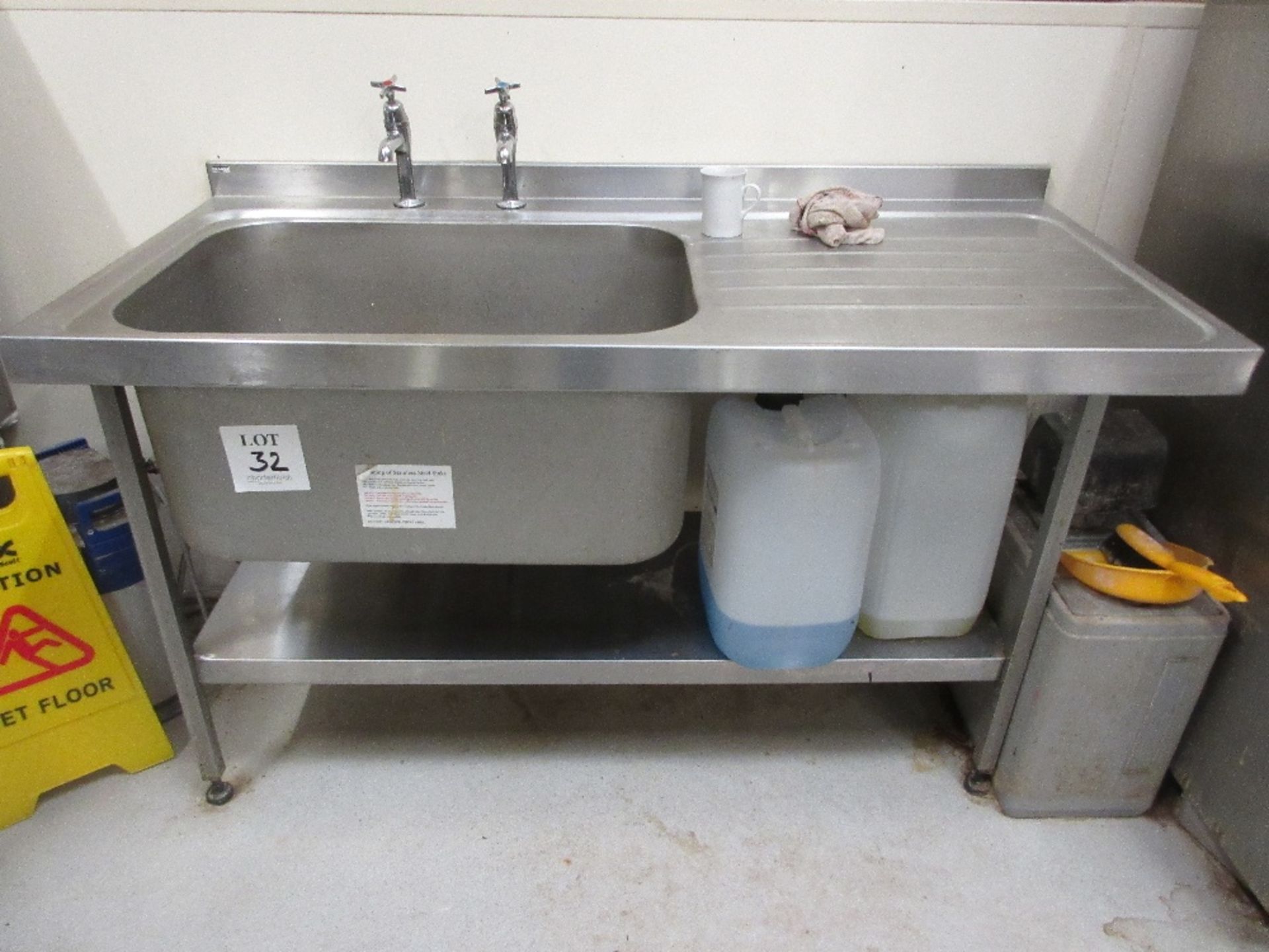 Deep stainless steel sink 150cm x 70cm