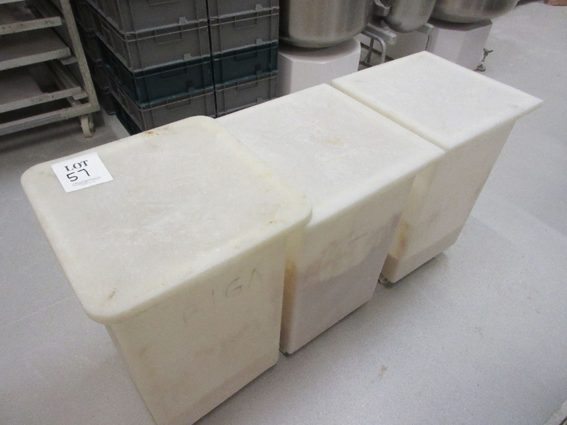 Three flour bins