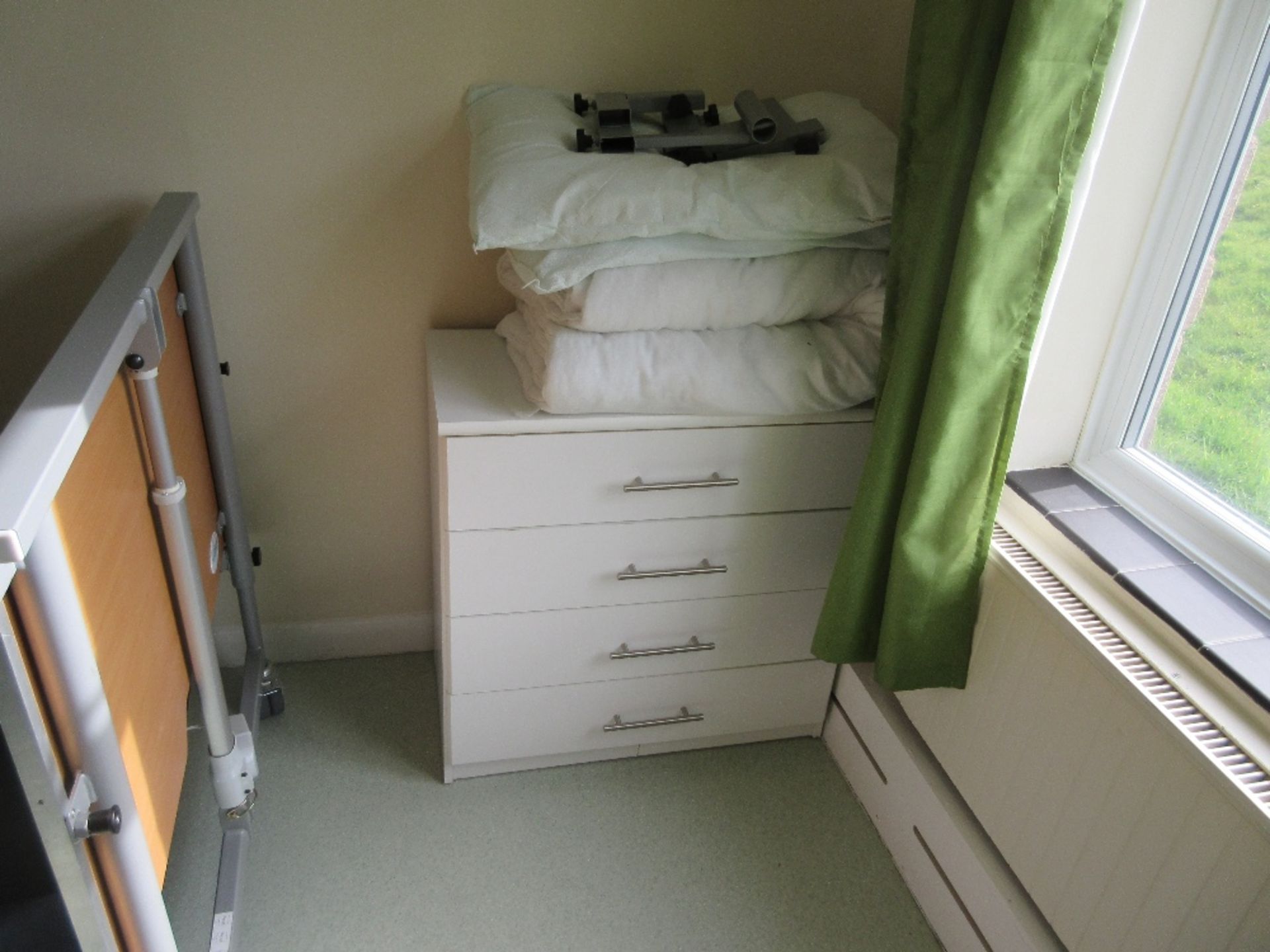Contents of Room 34 to include: profile bed, pressure mattress, 3 chest of drawers, commode and - Image 2 of 4