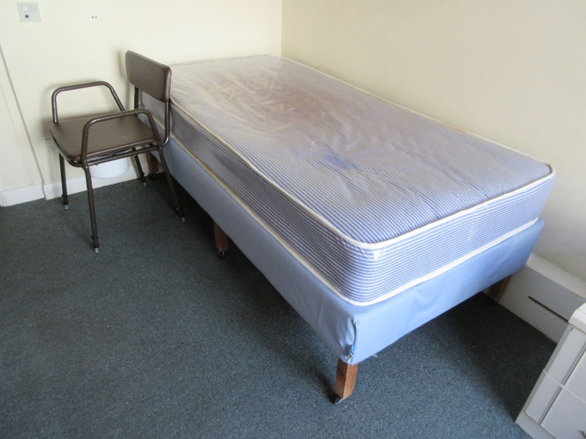 Contents of Room 38 to include: bed base and mattress, commode, 3 chest of drawers, bedside cabinet