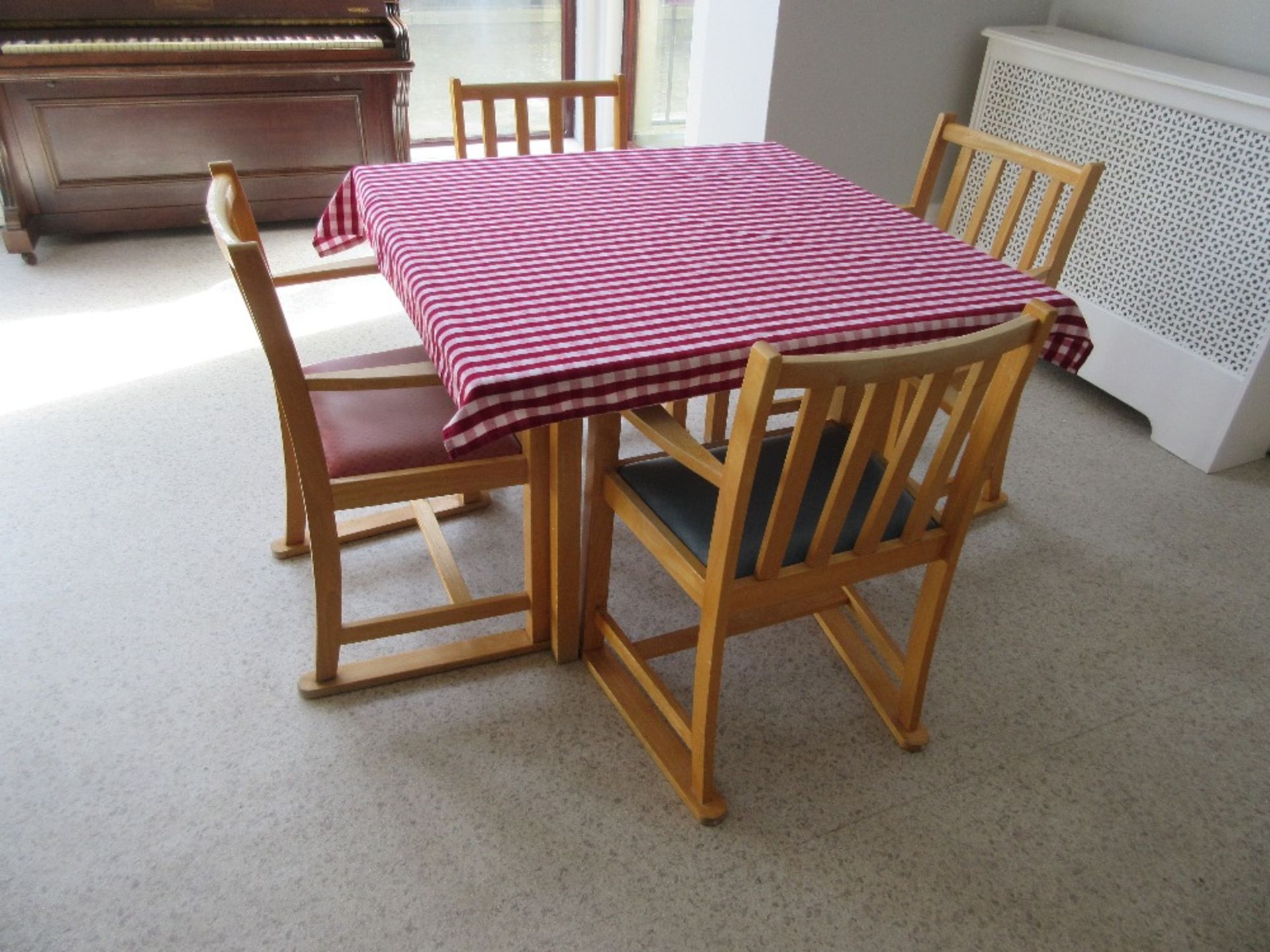 3 - Square wooden tables with 12 chairs - Image 2 of 3