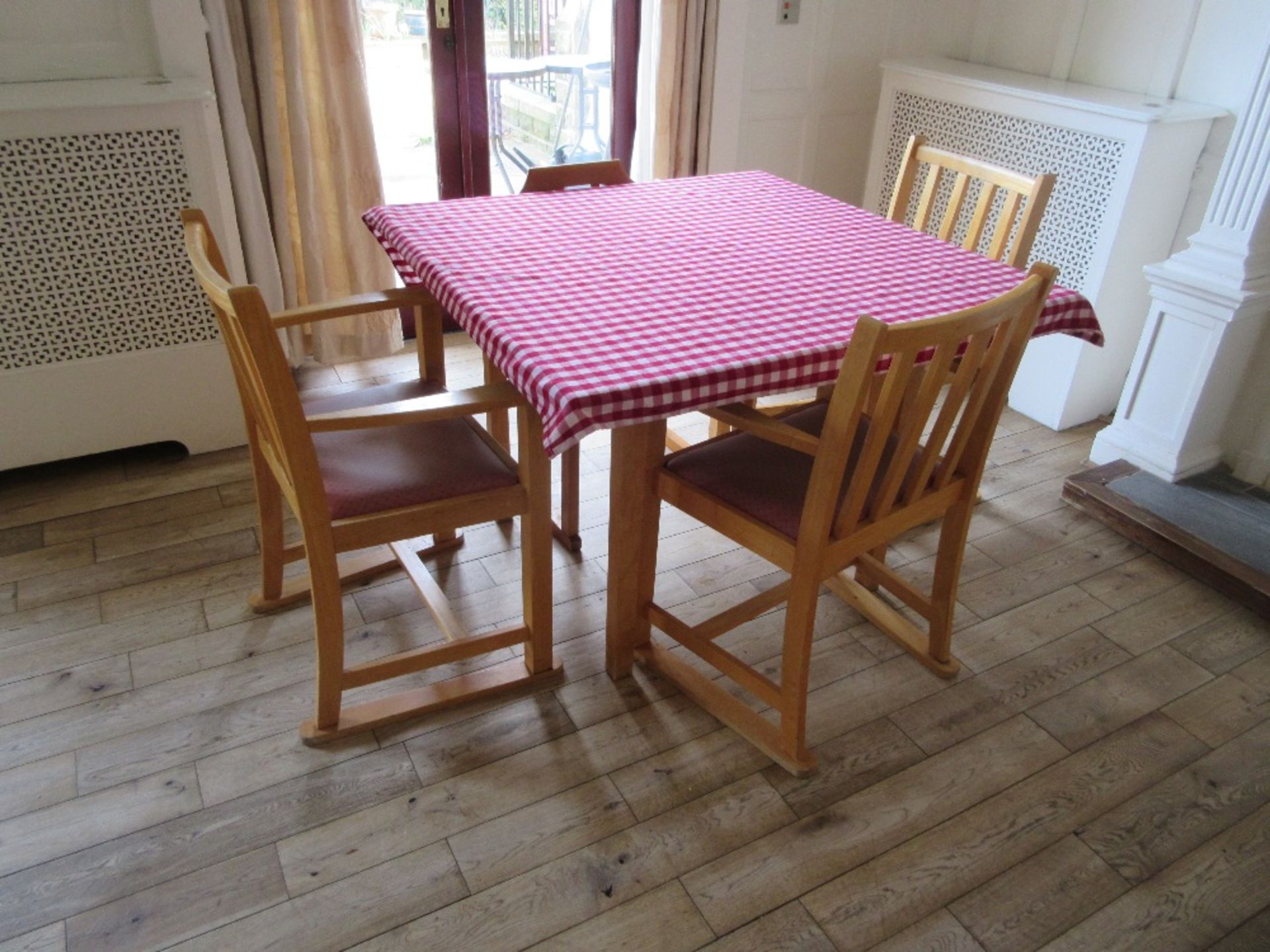 3 - Square wooden framed tables with 12 chairs - Image 2 of 3