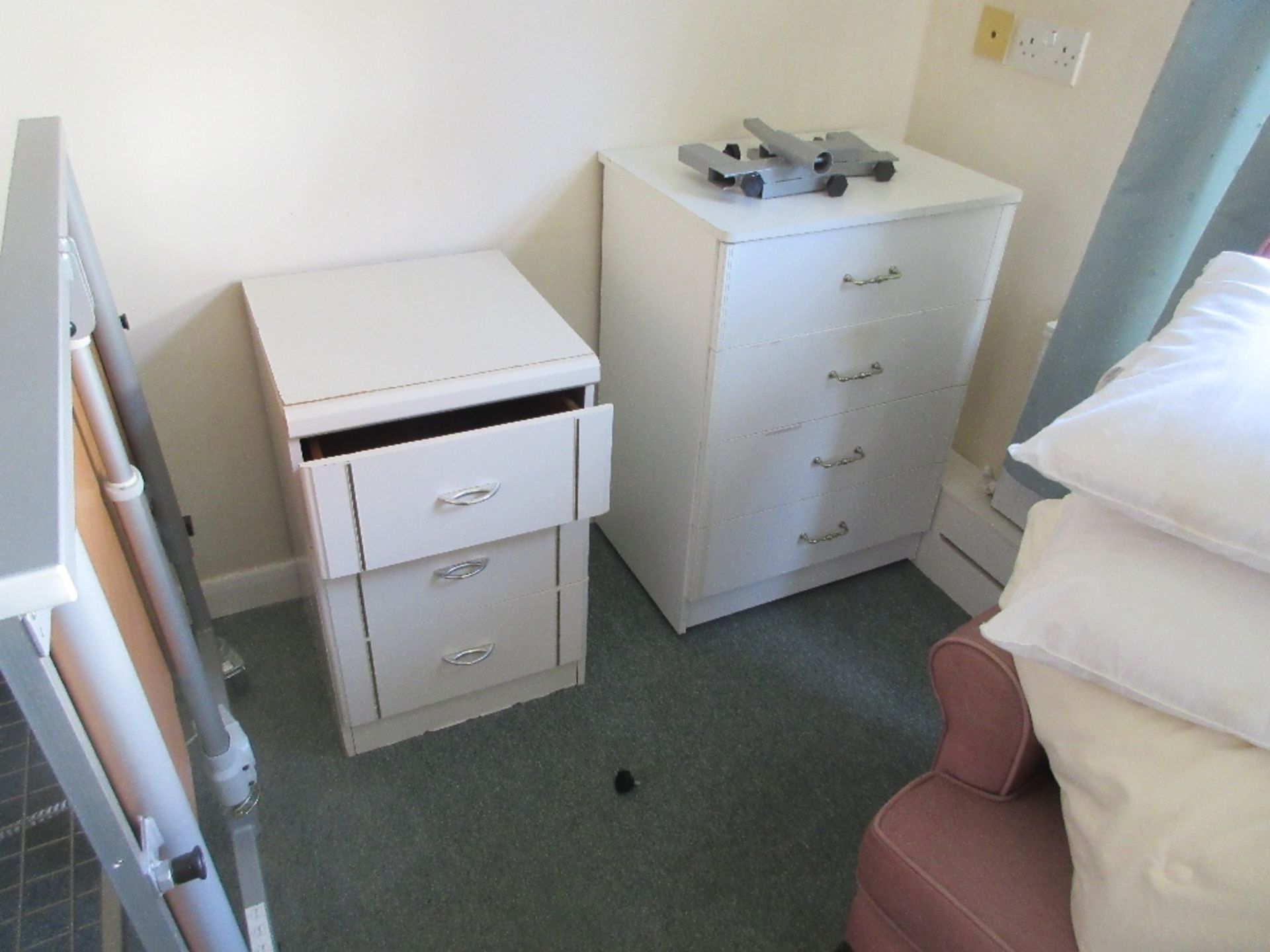 Contents of Room 36 to include: profile bed, air flow mattress, commode, chair, 4 chest of - Image 2 of 7