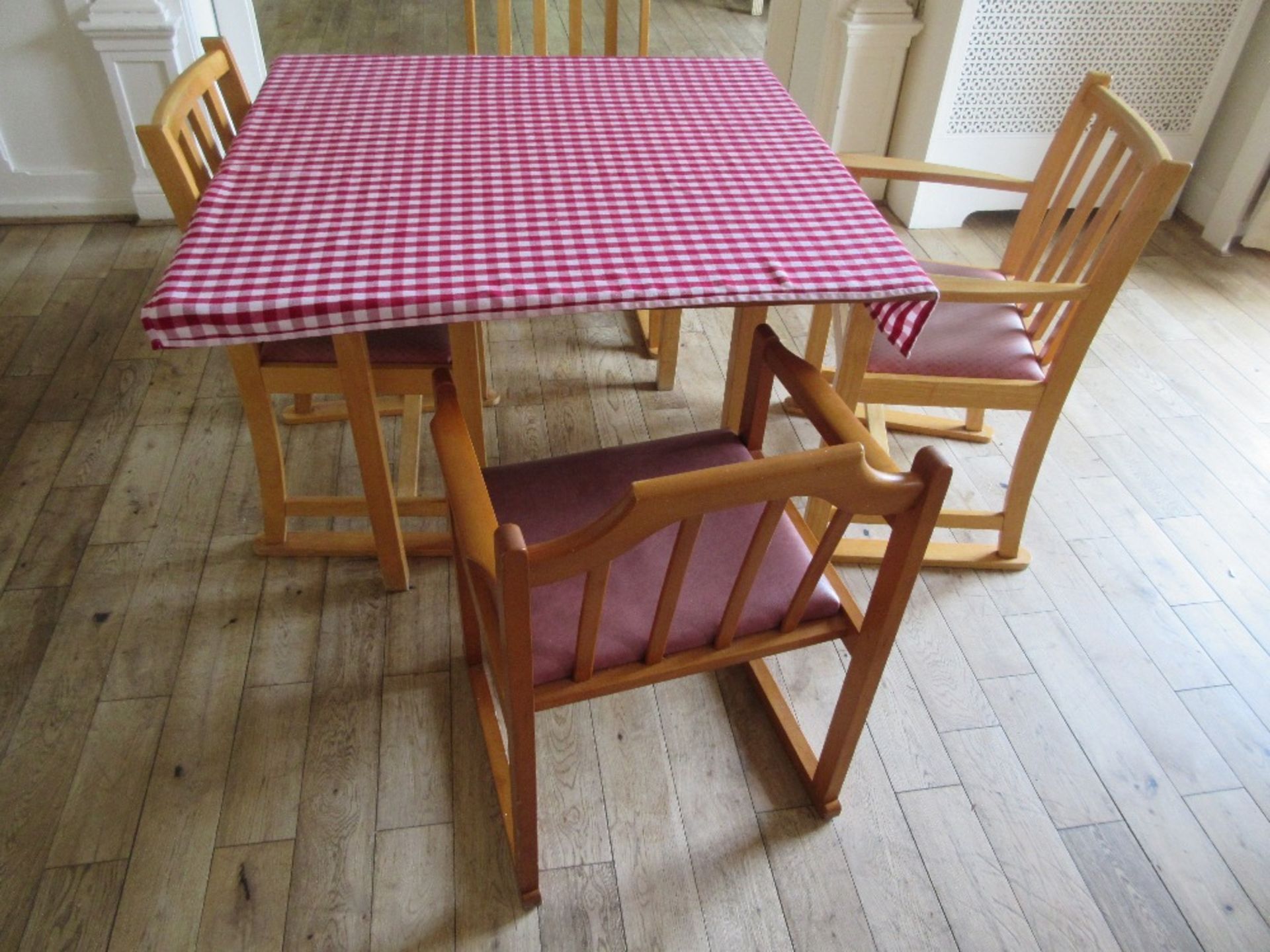 3 - Square wooden framed tables with 12 chairs - Image 3 of 3