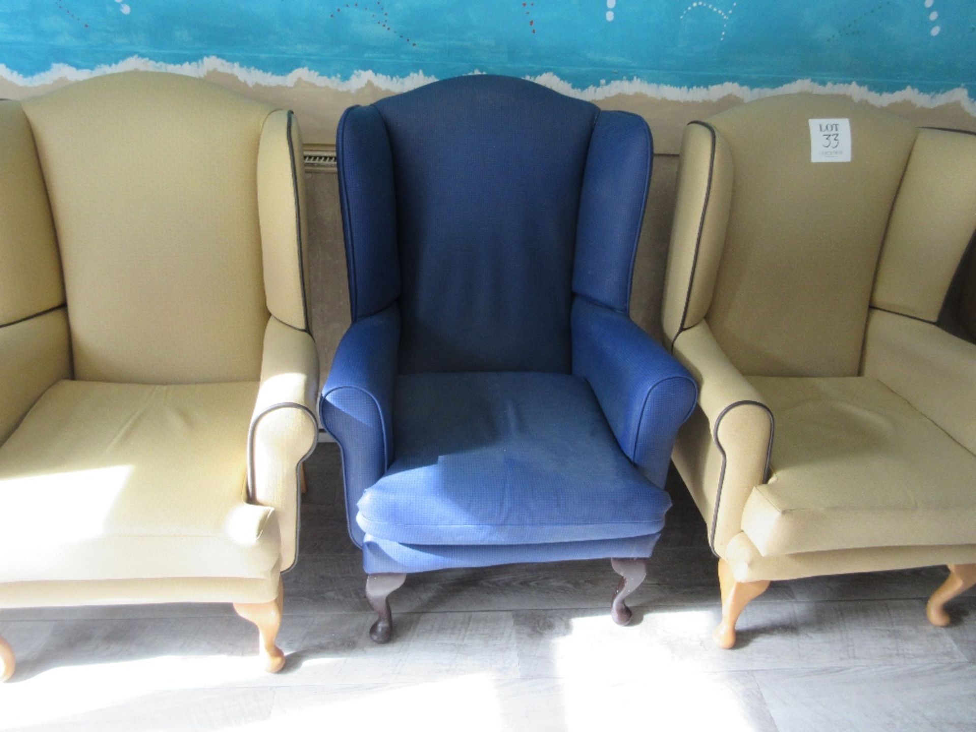 3 - Blue vinyl based armchairs - Image 2 of 3