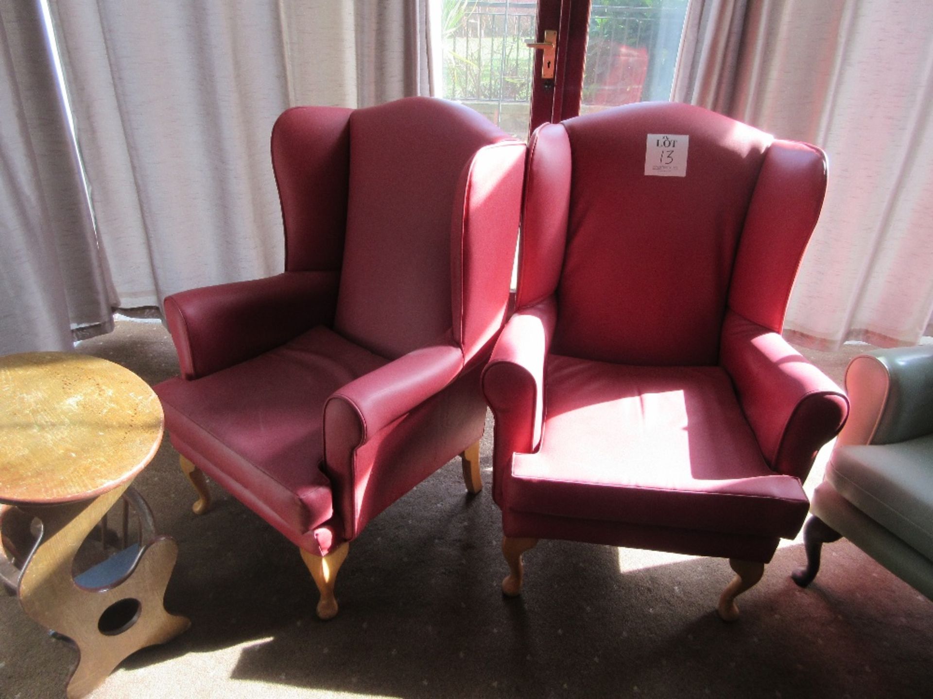 4 - Red vinyl based armchairs