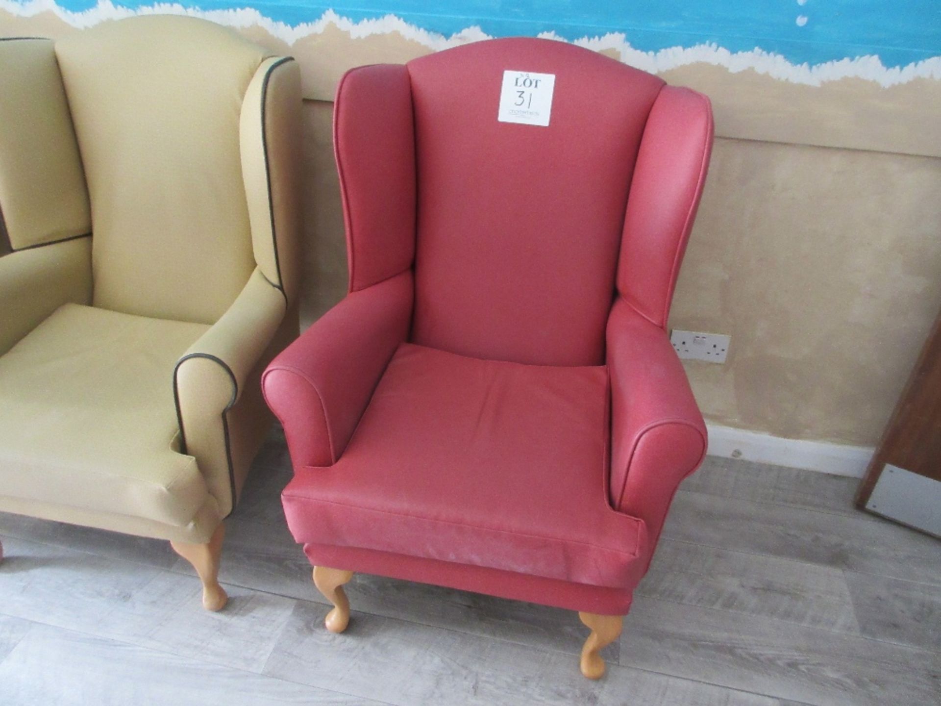 3 - Red vinyl based armchairs