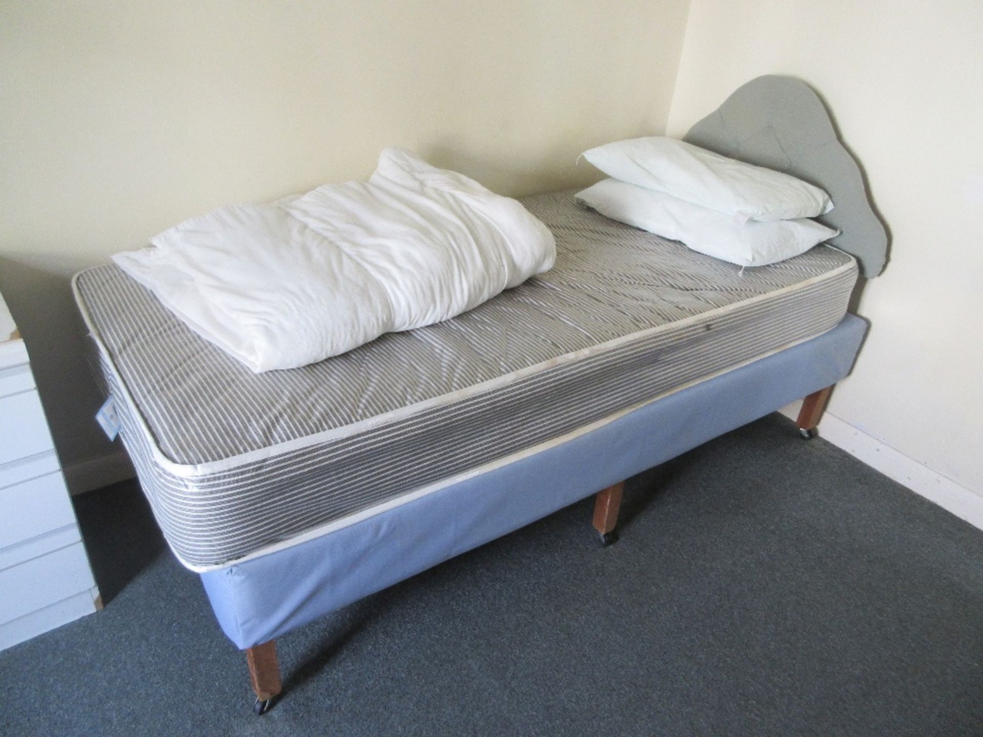 Contents of Room 37 to include: bed base and mattress, 3 chest of drawers, bedside cabinet, commode