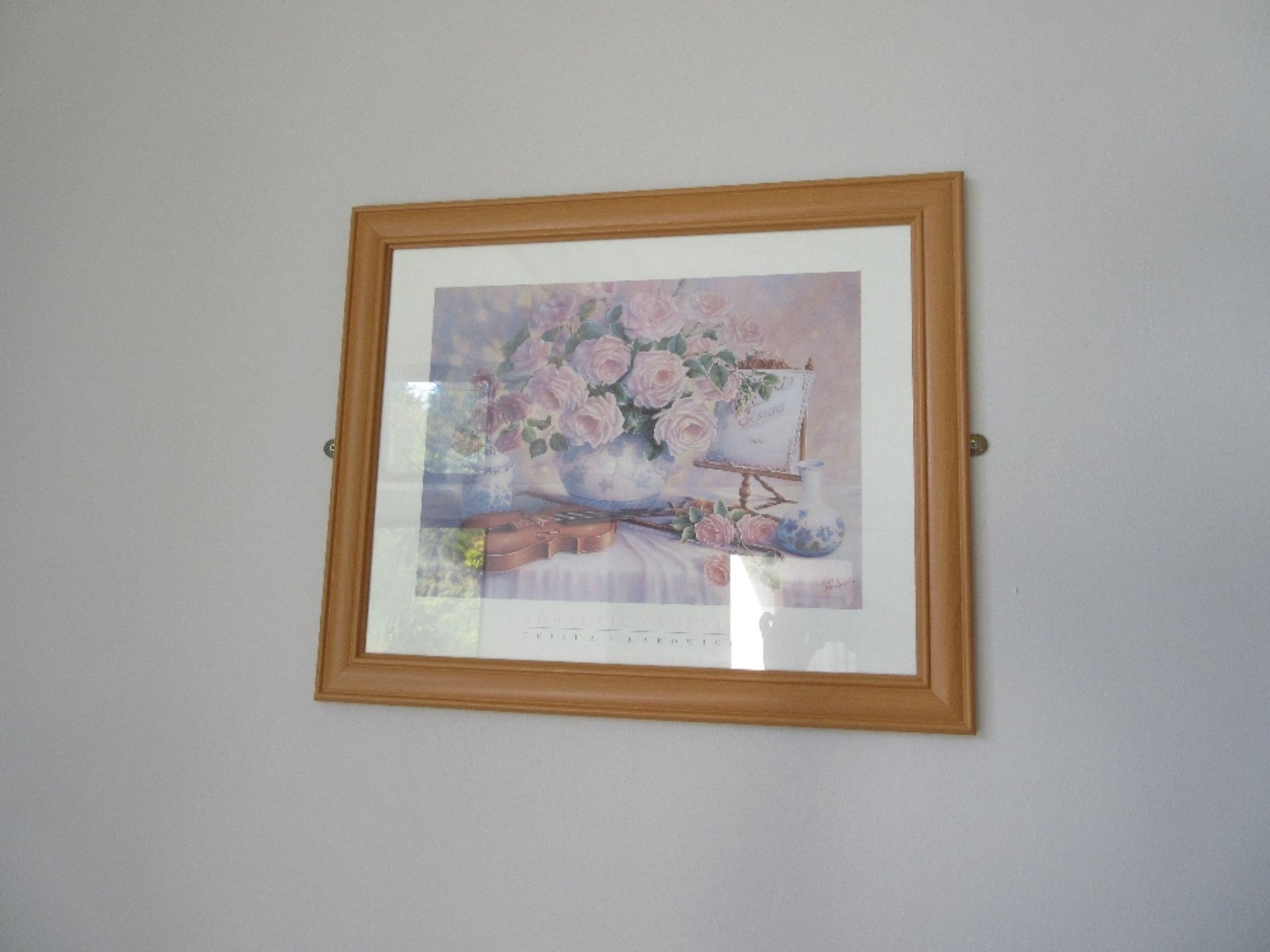 J & J Hopkins piano and remaining artwork in room, fan, plants - Image 3 of 6