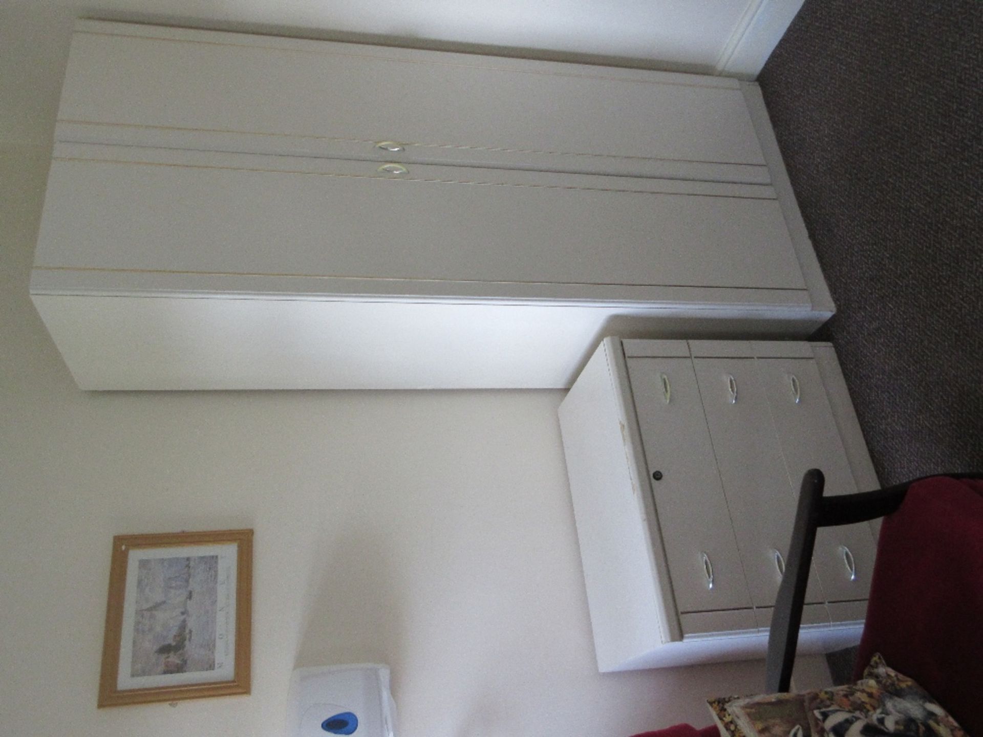 Contents of Room 6 to include: bed base and mattress, wardrobe, three drawer unit, two drawer - Image 3 of 5