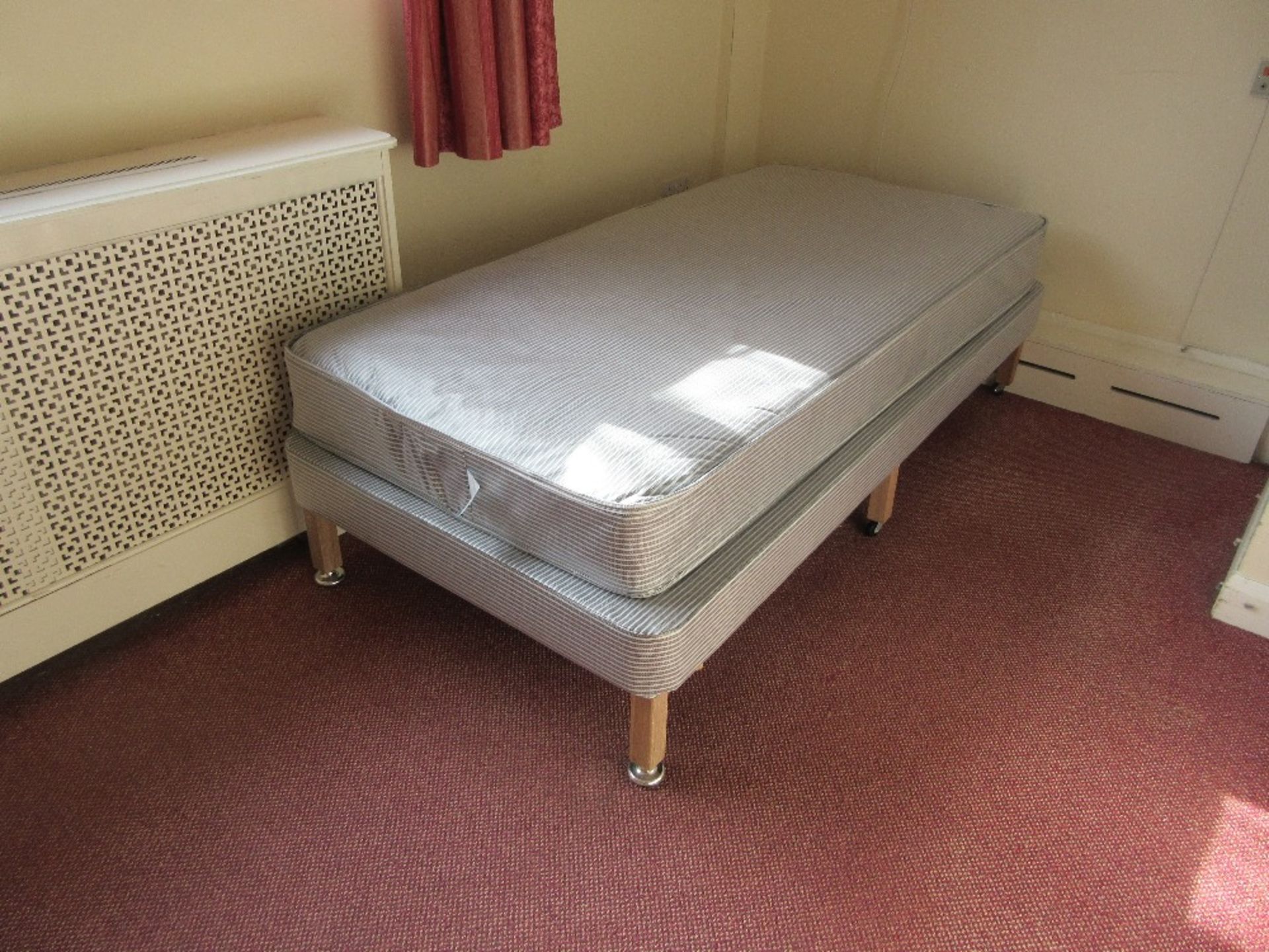 Contents of Room 3 to include: bed base and mattress, wardrobe, wall heater, commode and remaining