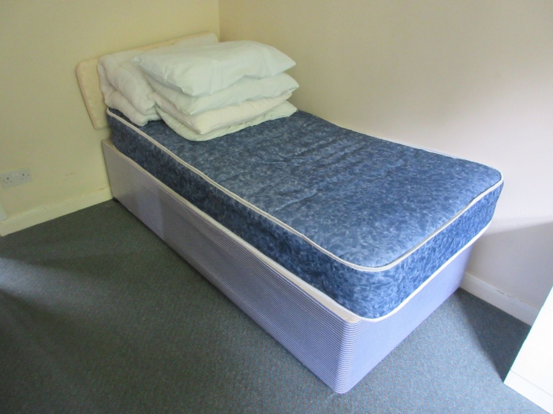 Contents of room 26 to include bed base and mattress, commode, 3 chest of drawers, bedside