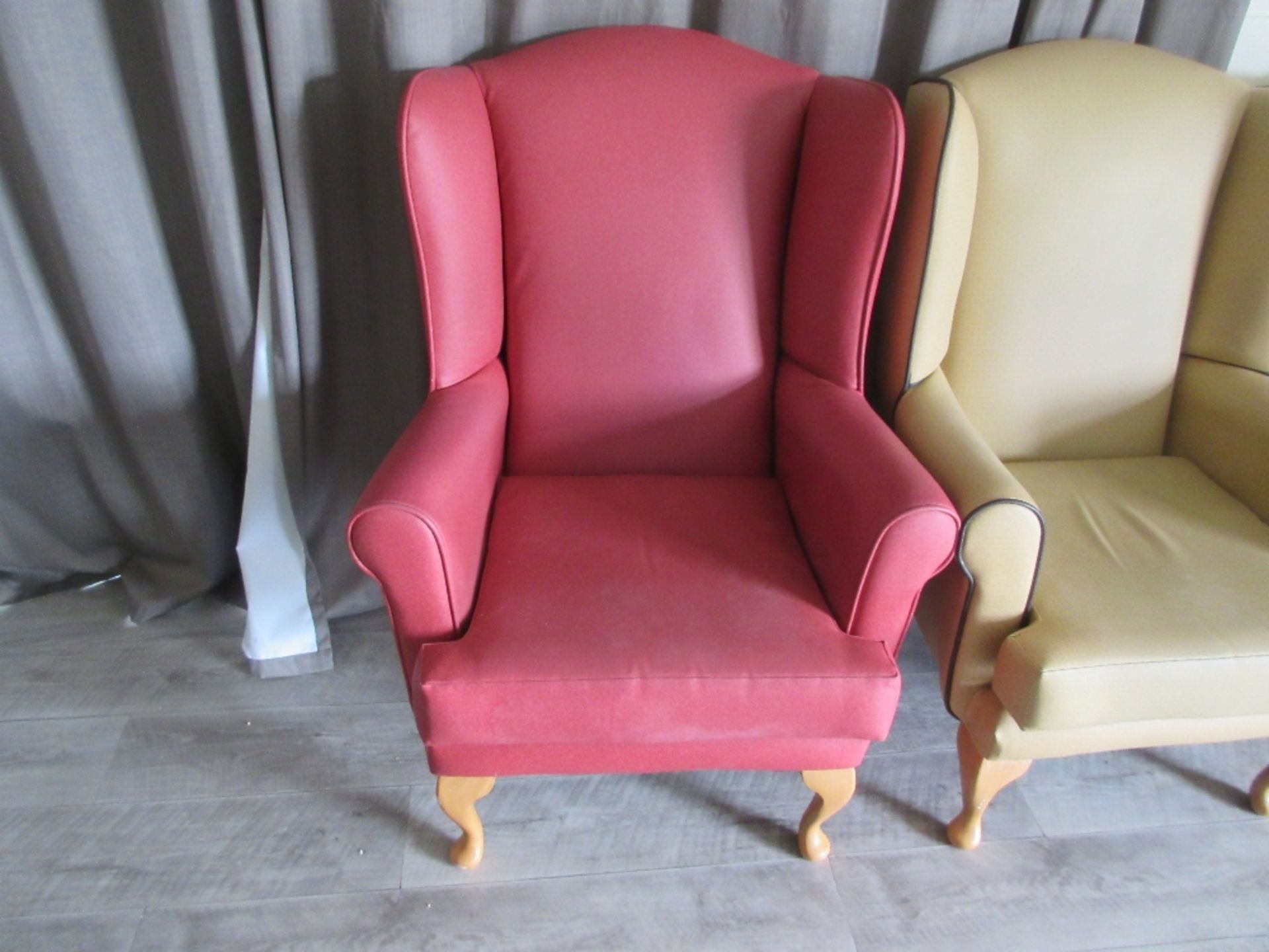 3 - Red vinyl based armchairs - Image 3 of 3