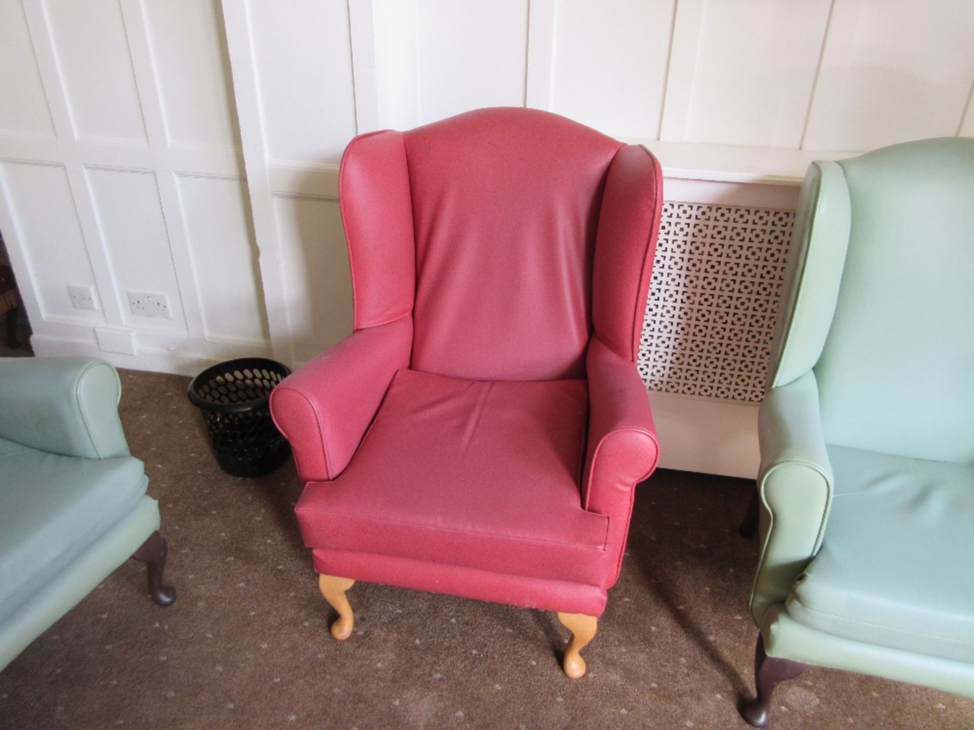 4 - Red vinyl based armchairs - Image 2 of 3