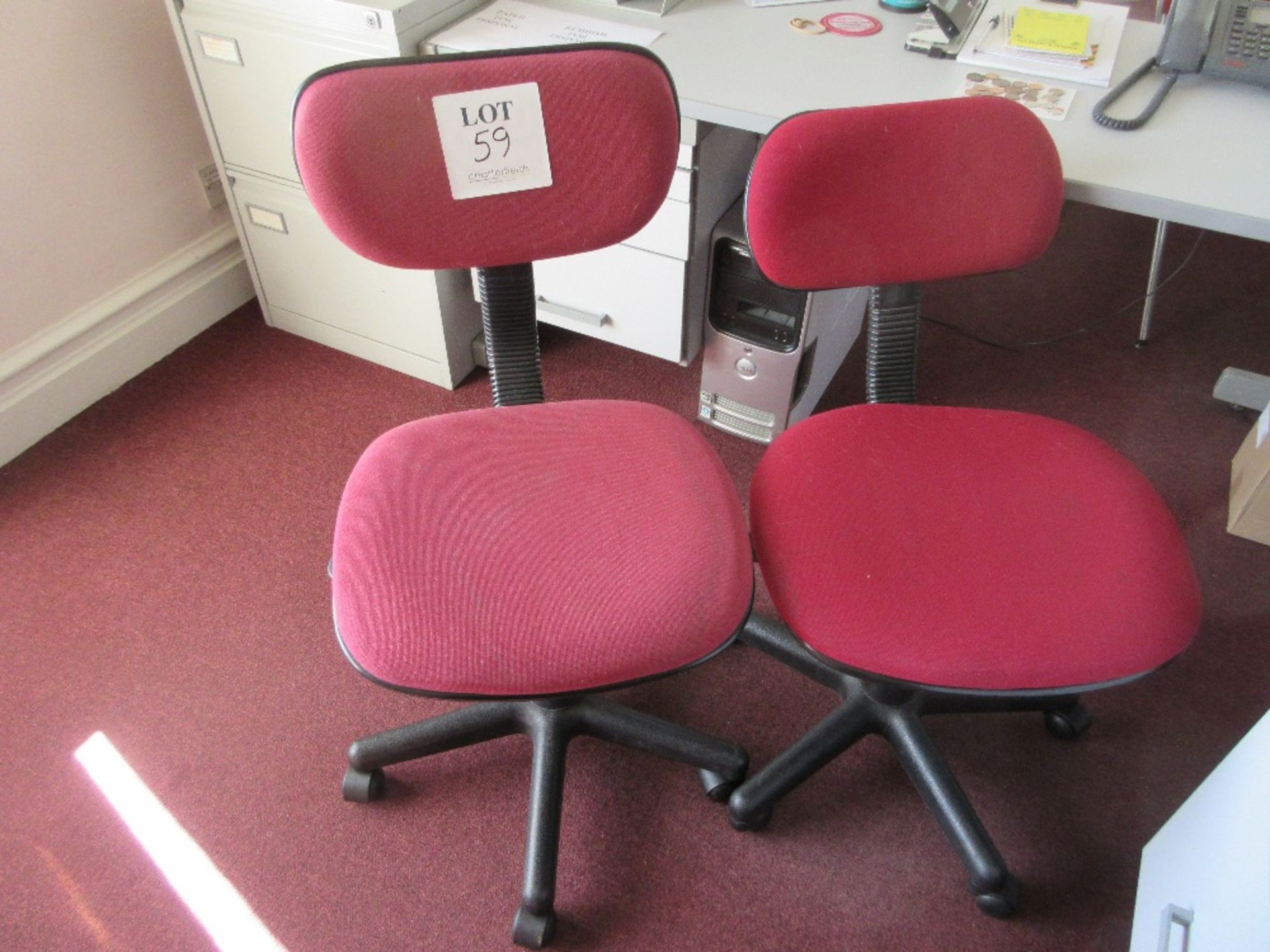 2 - Red tweed operator chairs