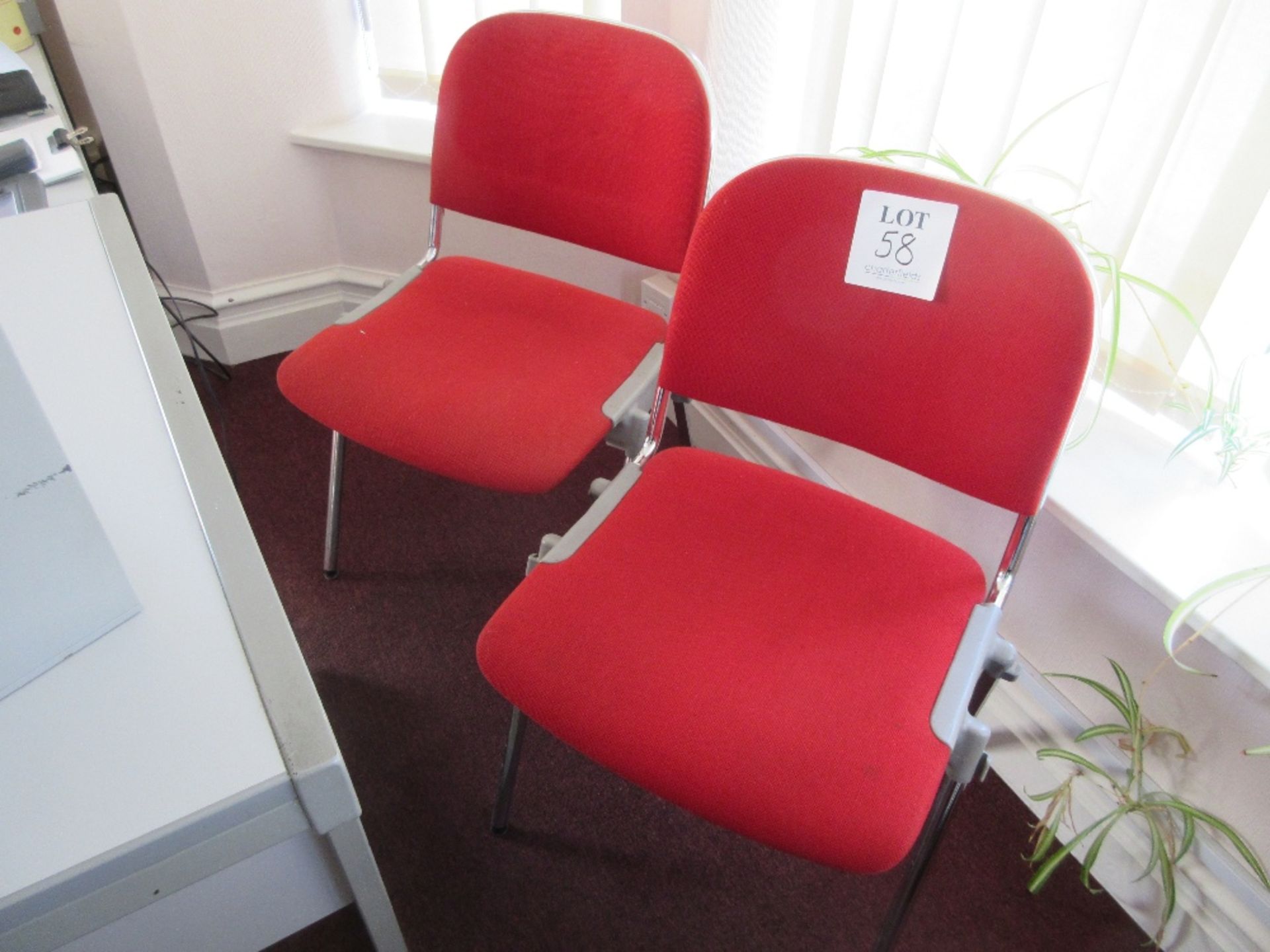 2 - Red tweed stand chairs