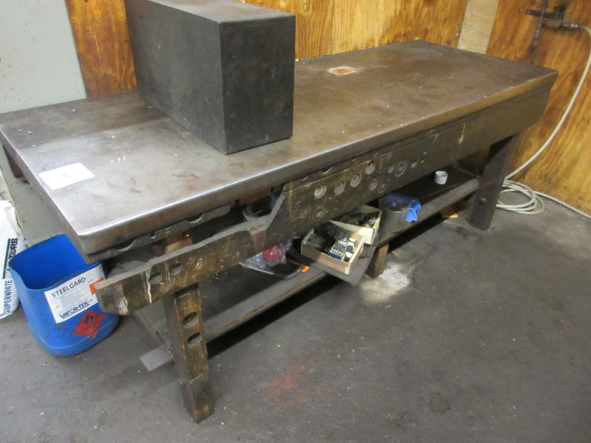 Steel topped work bench