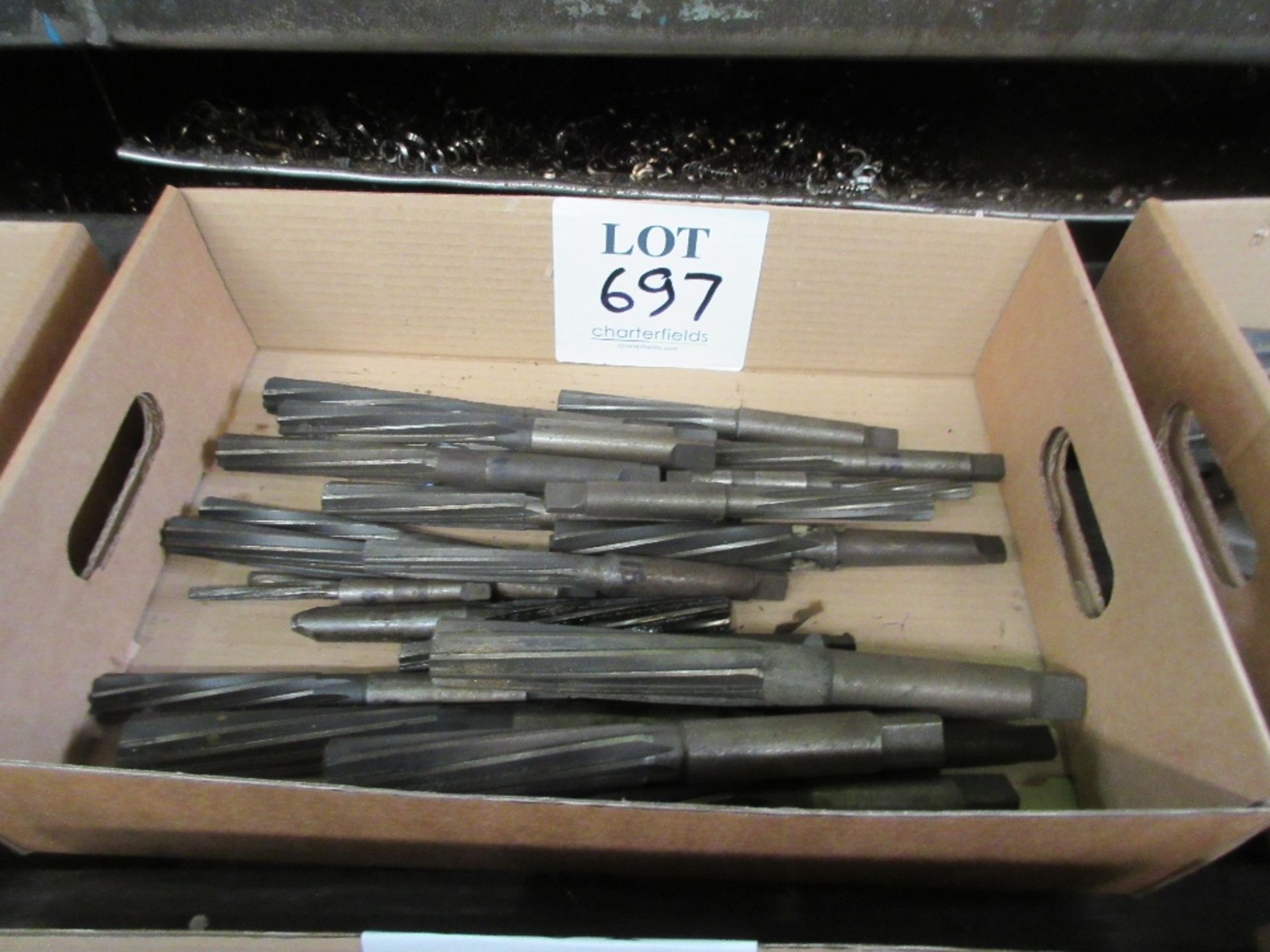 Box of various Morse taper reamers