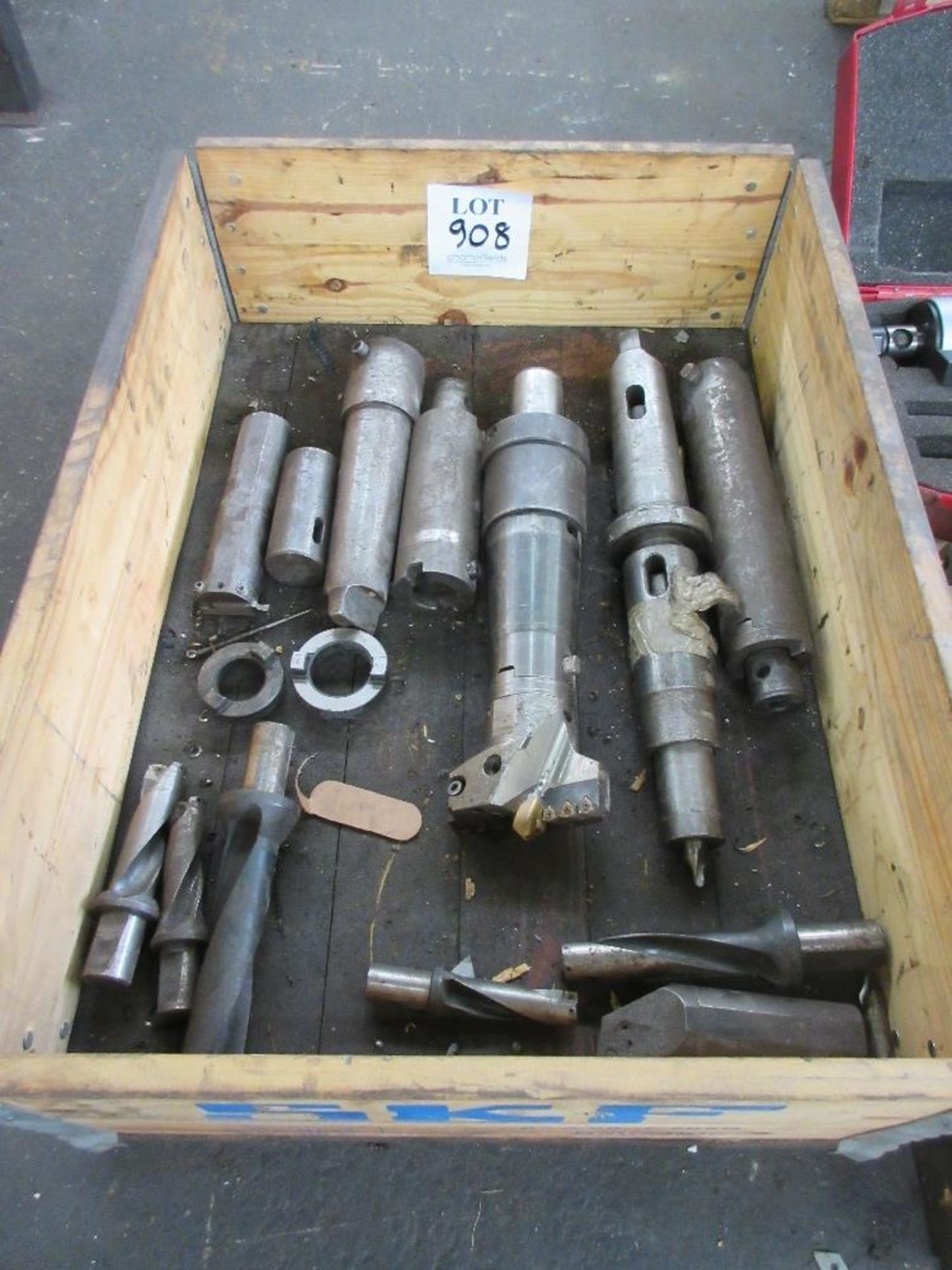 Crate containing 120 diameter extending boring tool with extensions