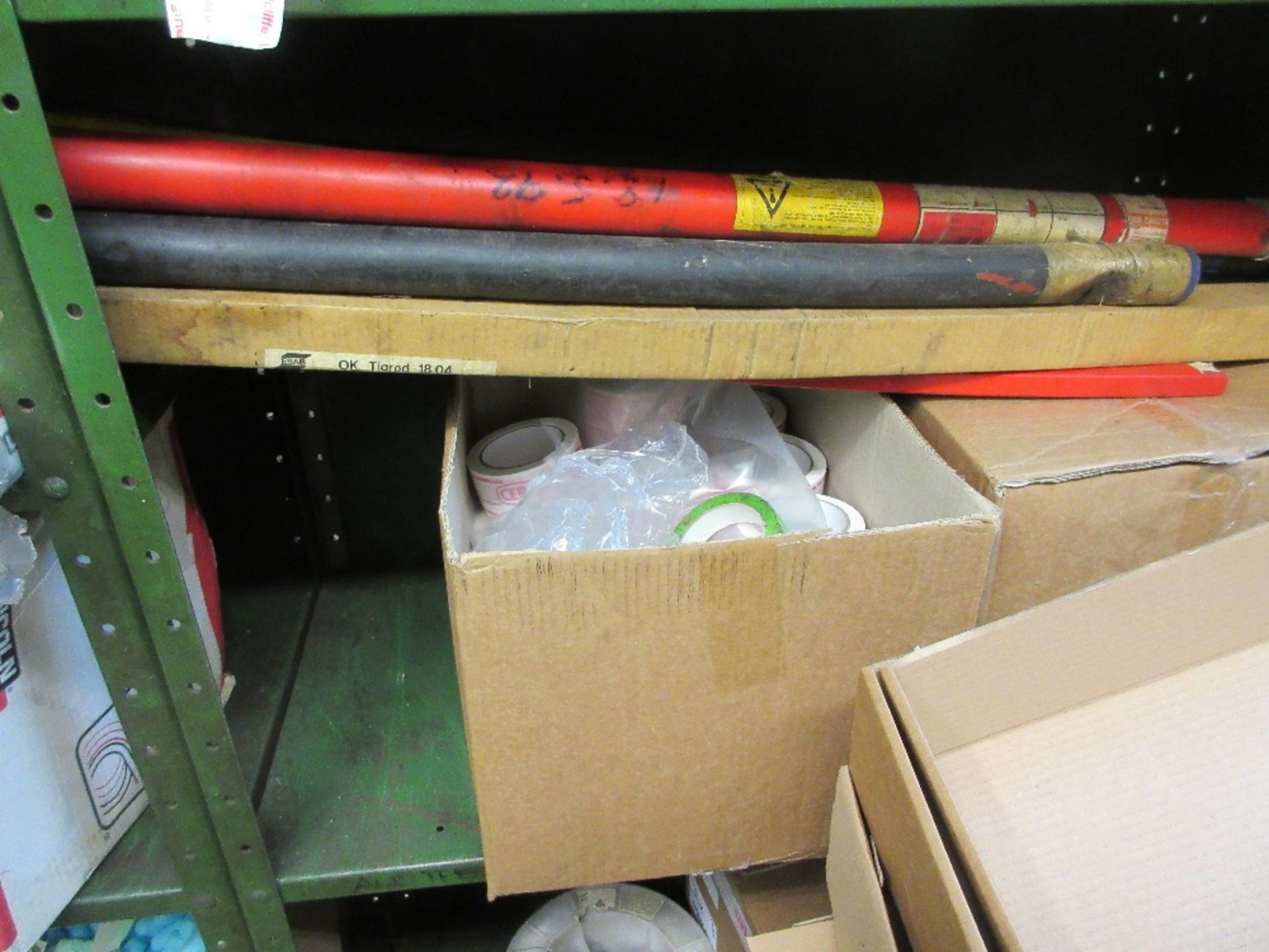 2 - steel shelves containing various welding rods, welding wire and tape and overalls - Image 5 of 6