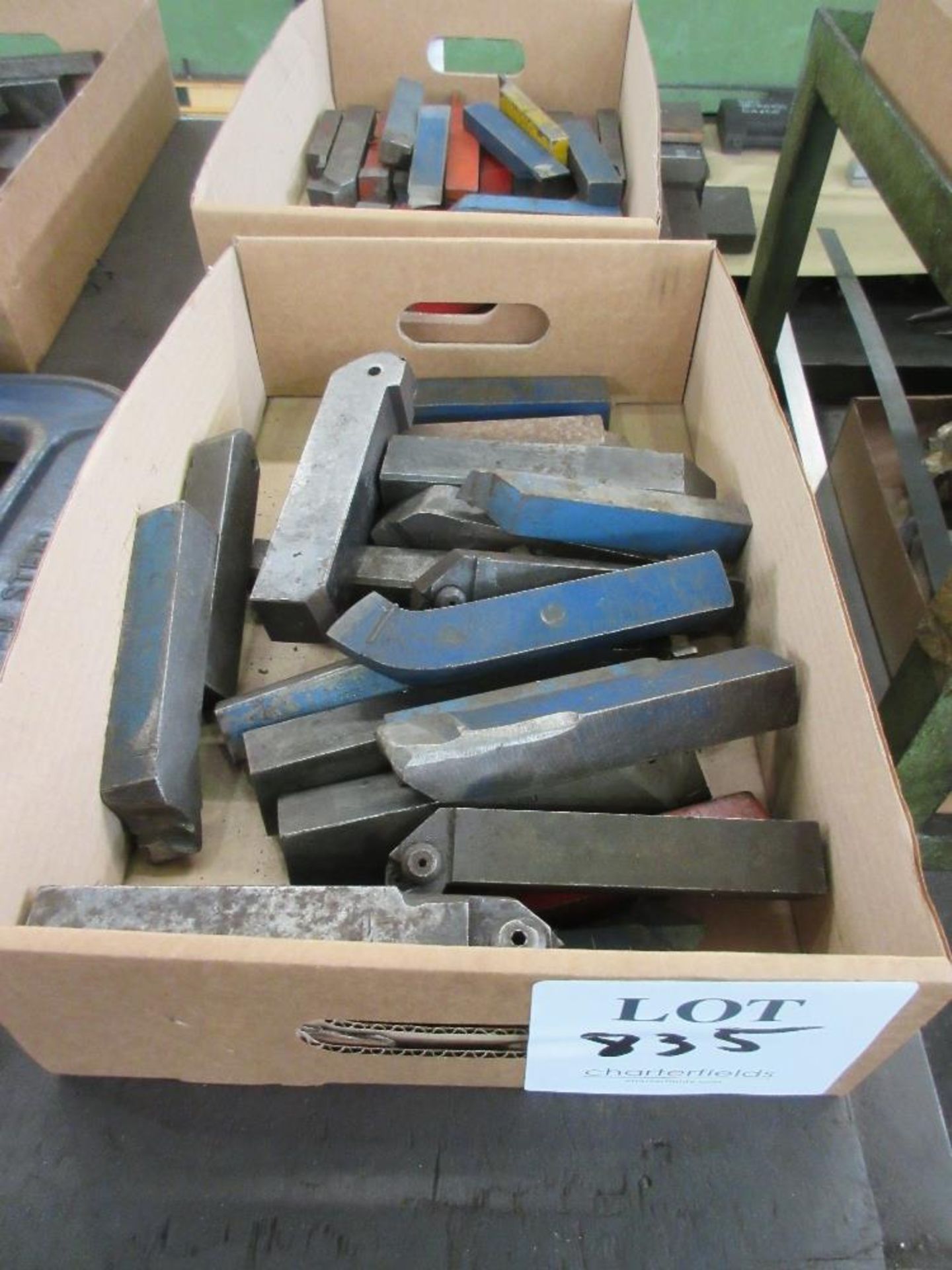 Box of various lathe cutting tools