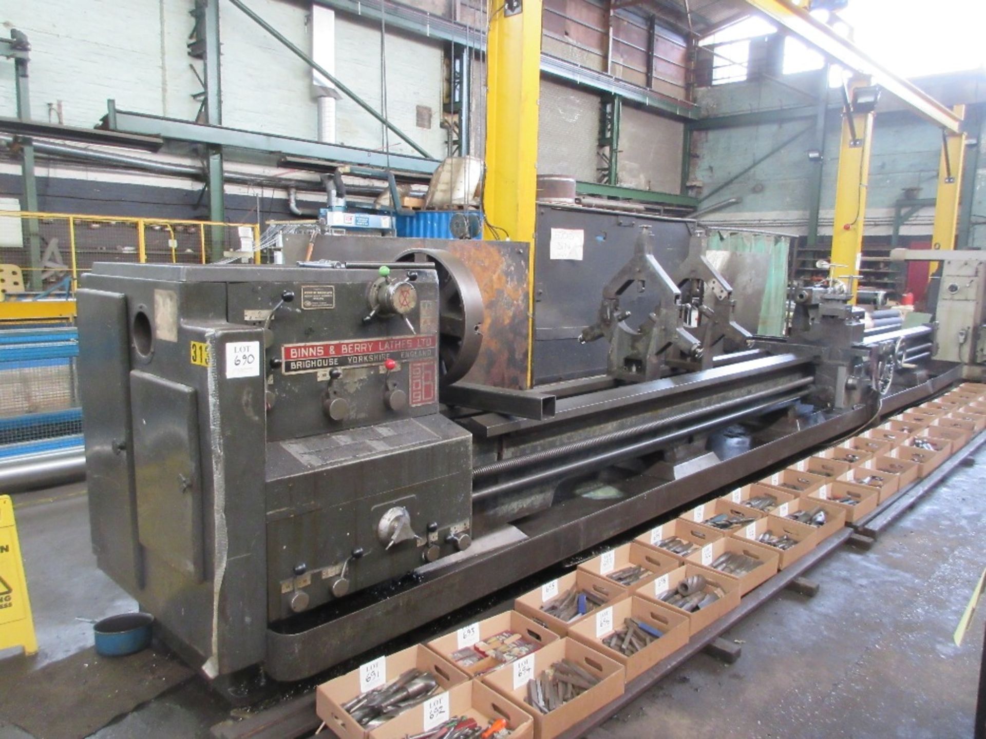 Binns & Berry TB909 gap bed centre lathe 760mm swing x 7470mm centres (30" x 24" - 6") and 2 -