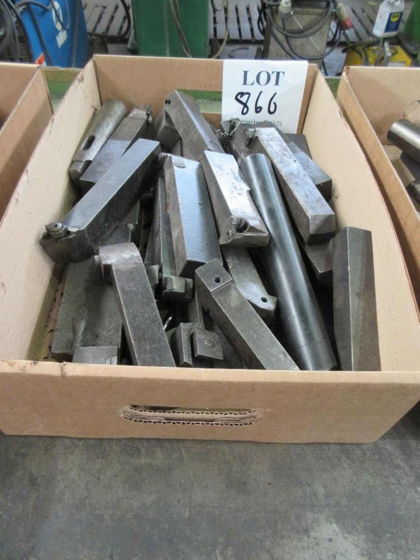 Box of various lathe cutting tool holders