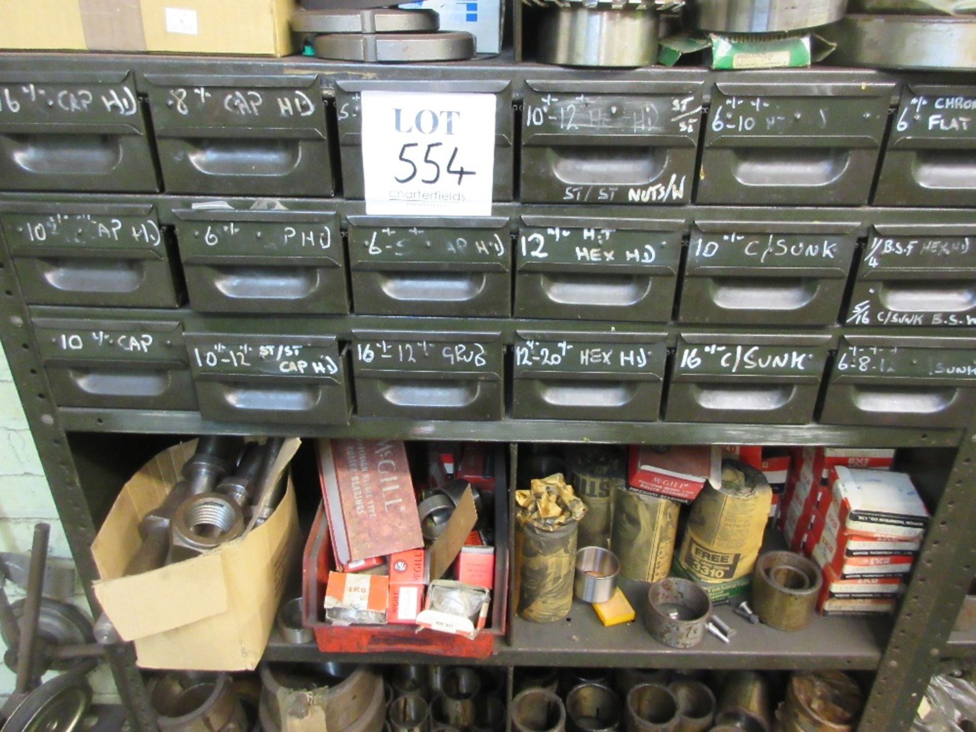 Cabinet containing pedestal grinders wheels, various bearings and hand sleeves - Image 3 of 4