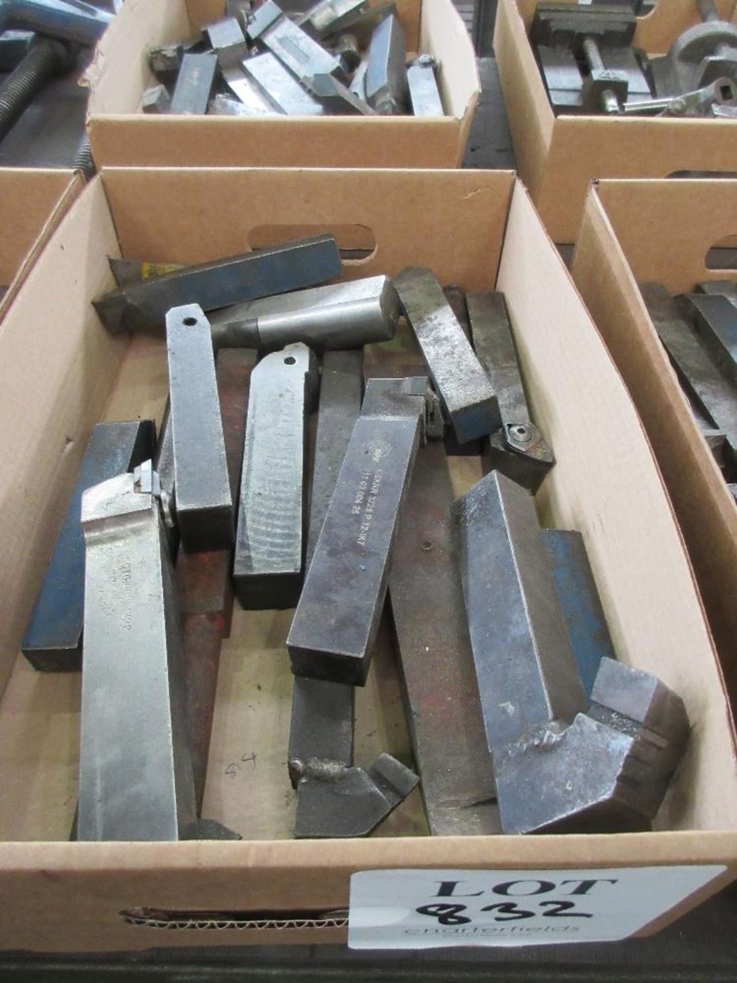 Box of various lathe cutting tools