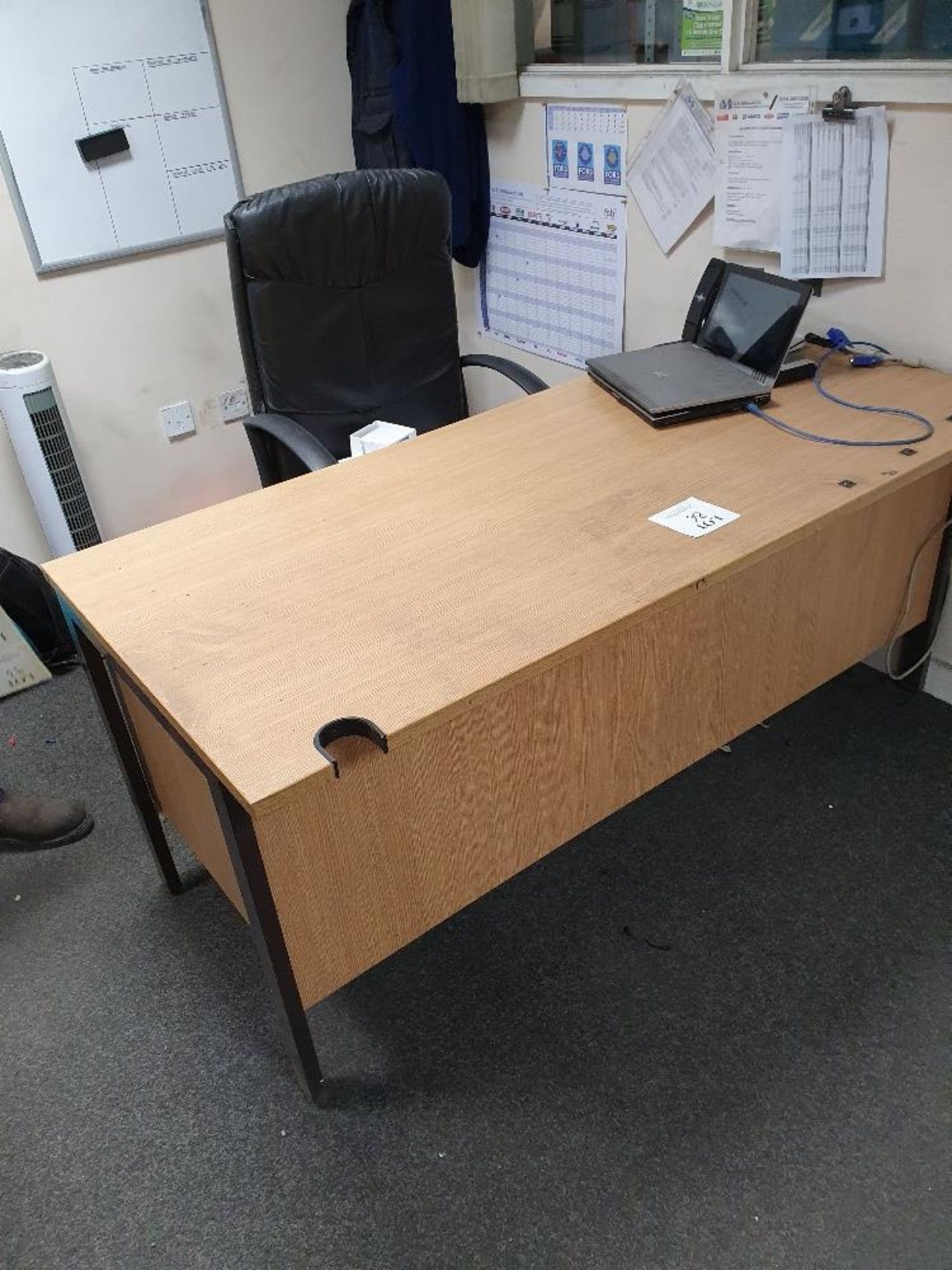 Wooden desk with office chair