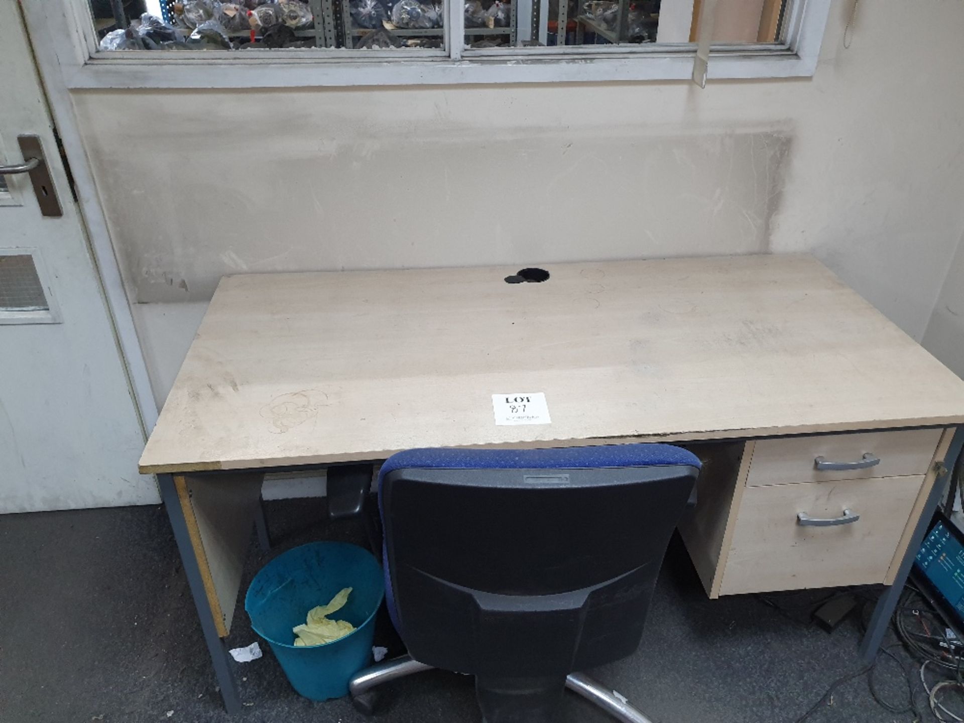 Wooden desk with office chair