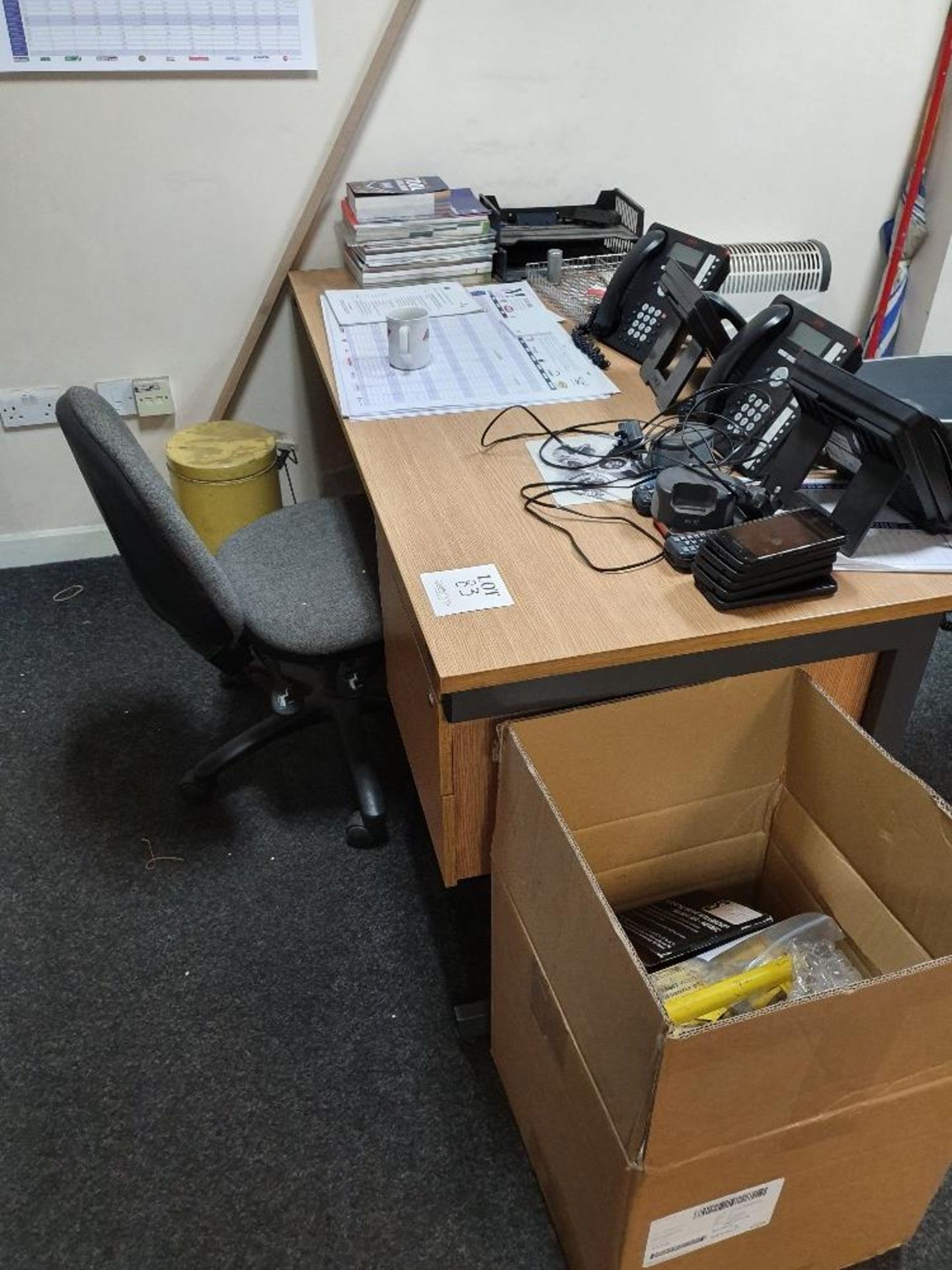 Wooden desk with office chair