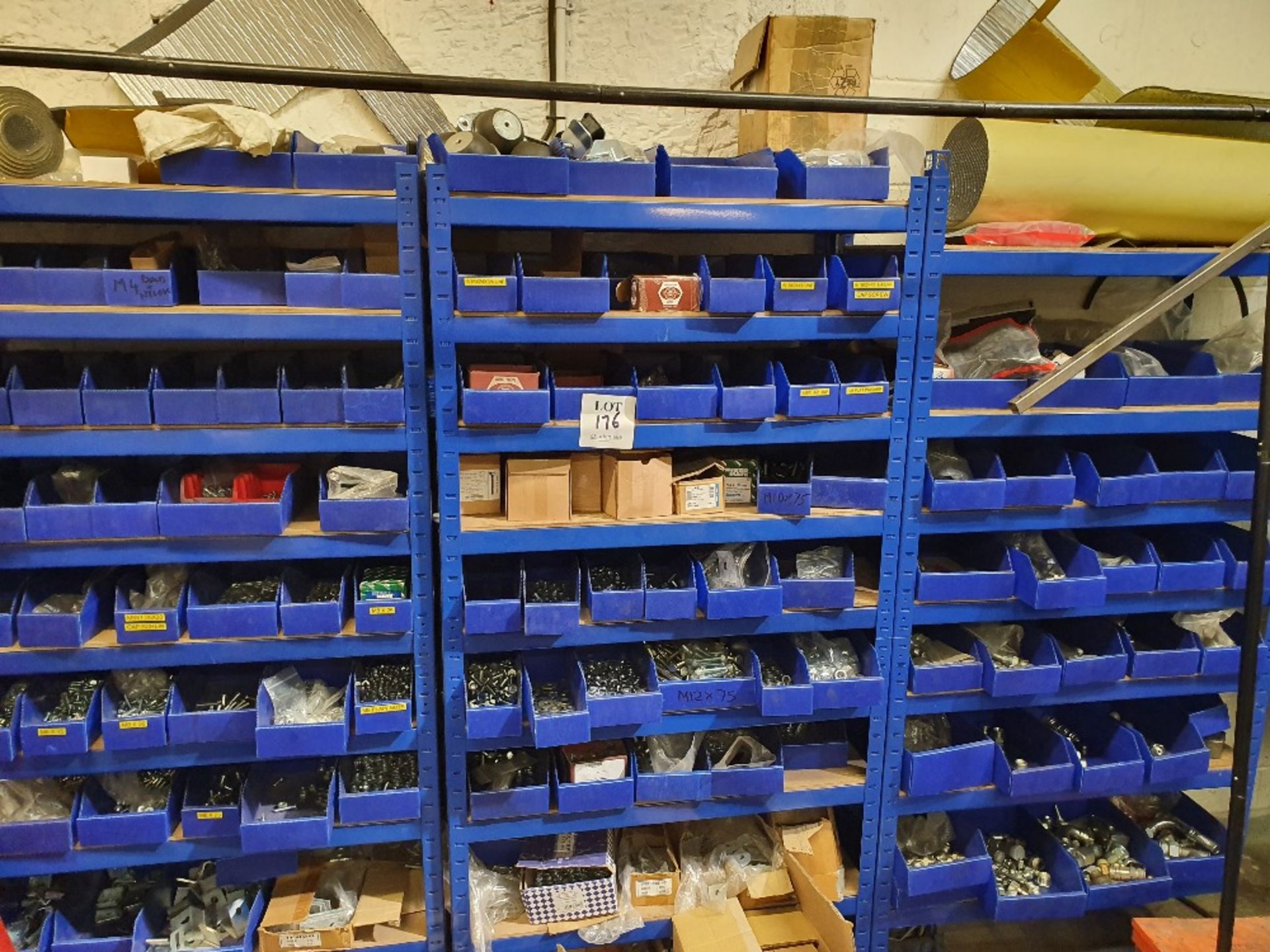 3 - bays of racking containing various bolts and pressure fittings