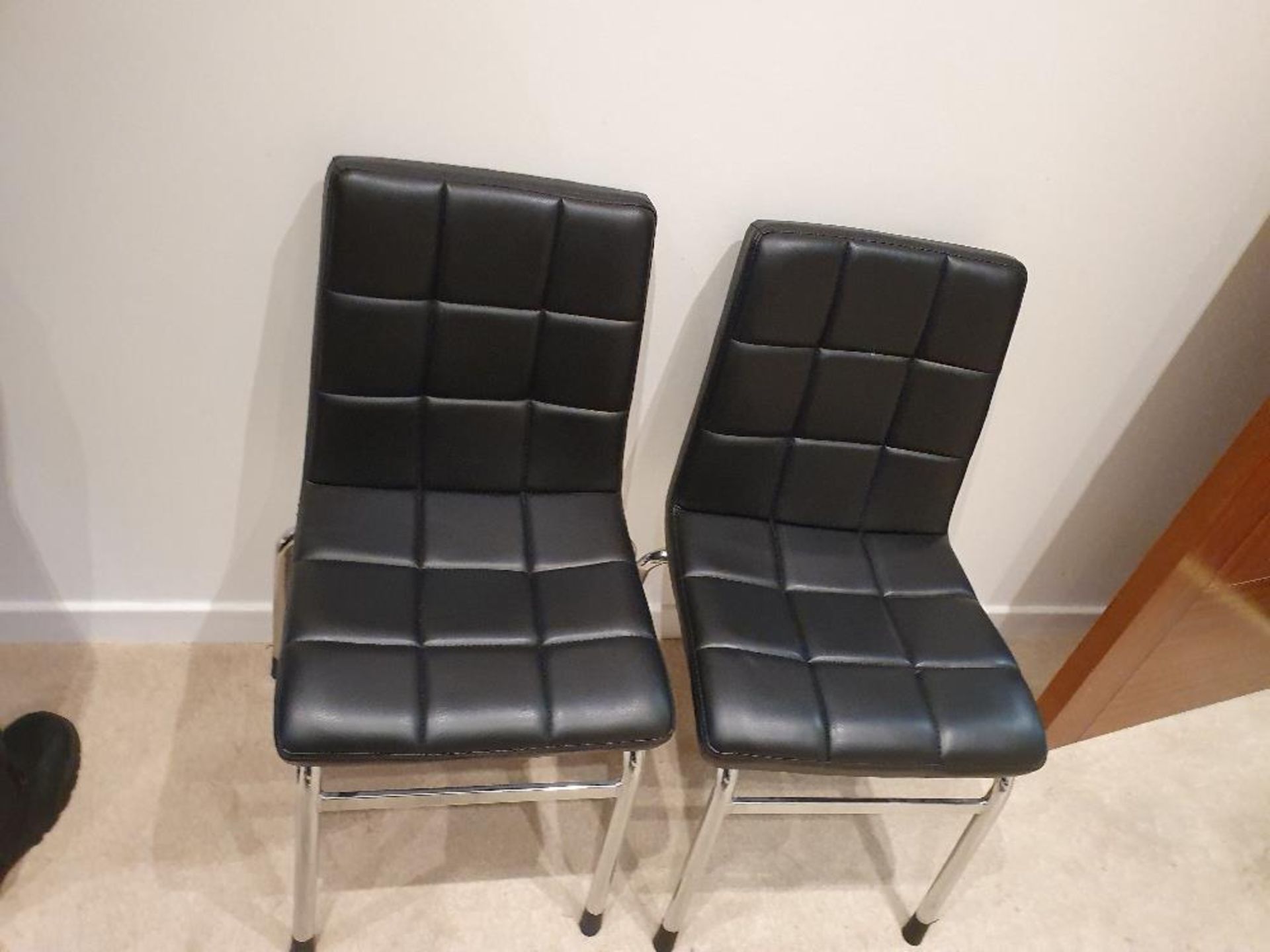 2 - Steel framed leather chairs