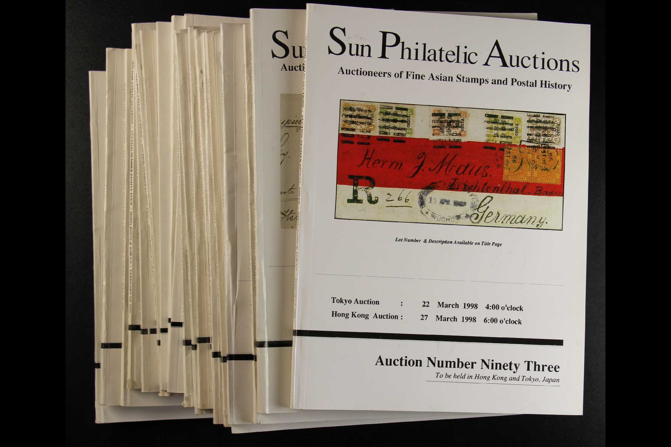 LITERATURE - ASIAN PHILATELY. Sun Philatelics colour - illustrated auction catalogues from 1991 to