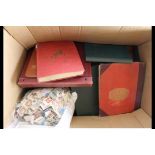 COLLECTIONS & ACCUMULATIONS CARTON WITH ALBUMS + MIXTURE. A world-wide assortment of chiefly used