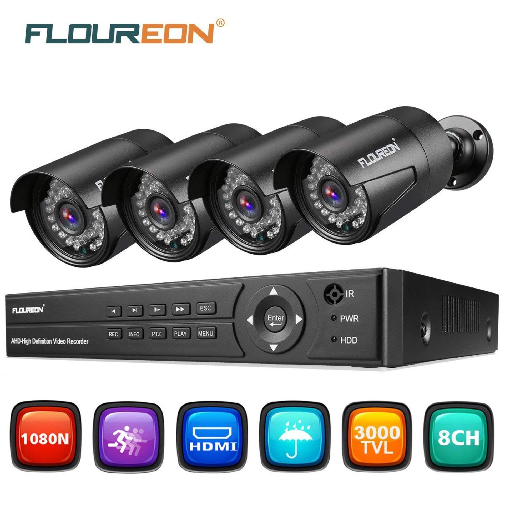 FLOUREON CCTV System 8CH Security Cameras Kit RRP £199.99.