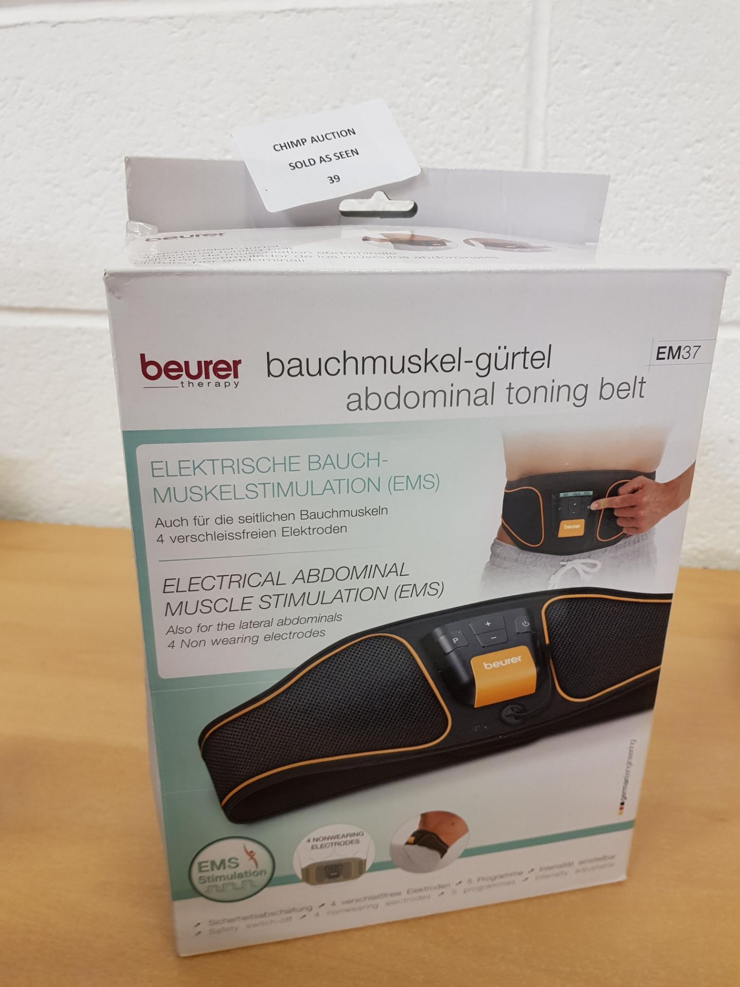 Beurer EM37 Abdominal EMS Toning Belt + 4 Electrodes -One Size