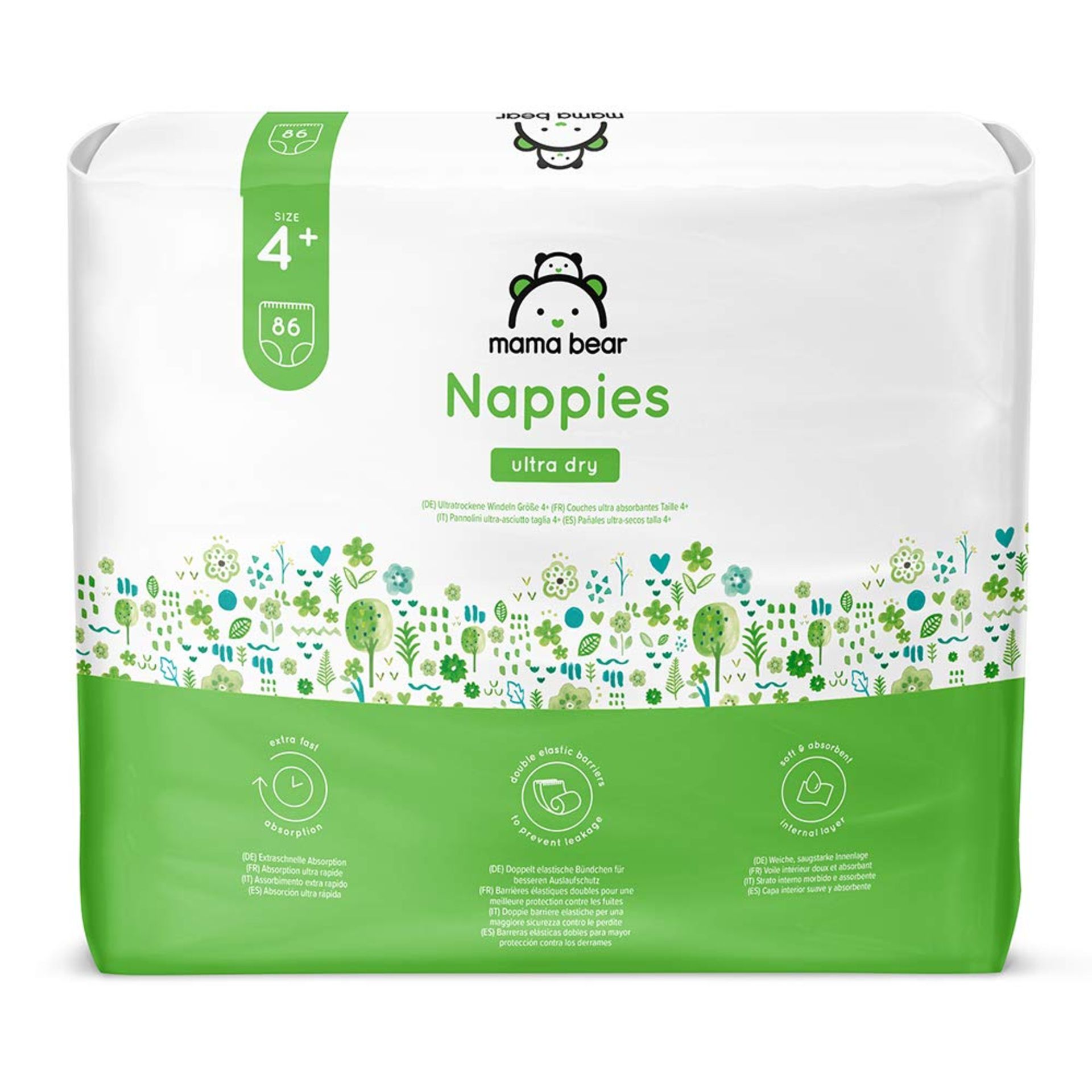 Brand new Mama Bear Ultra Dry Nappies - Size 4+ (9-15 kg) 172x nappies