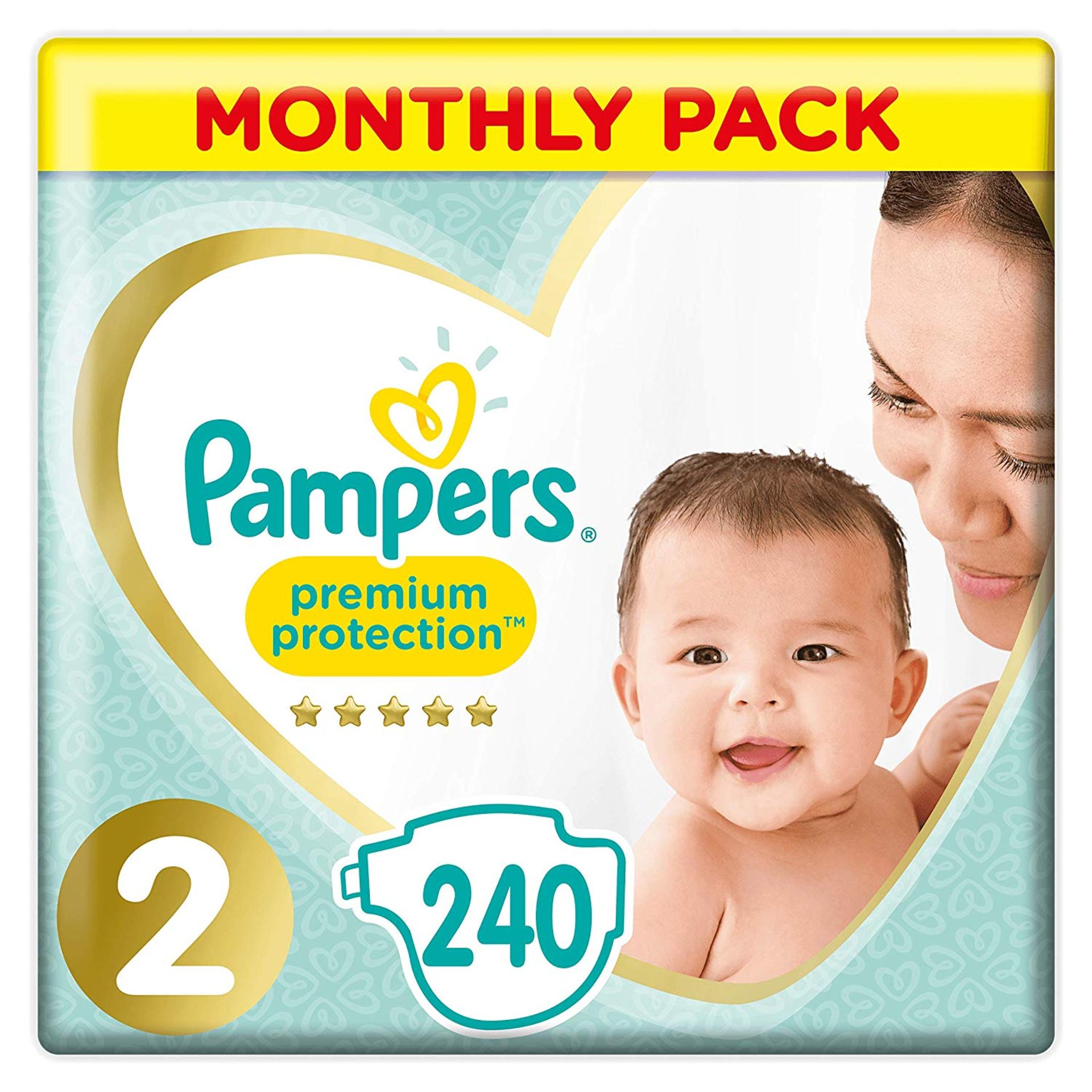 Brand new Pampers New Baby Size 2, 240 Nappies, (4-8 kg), Monthly Pack